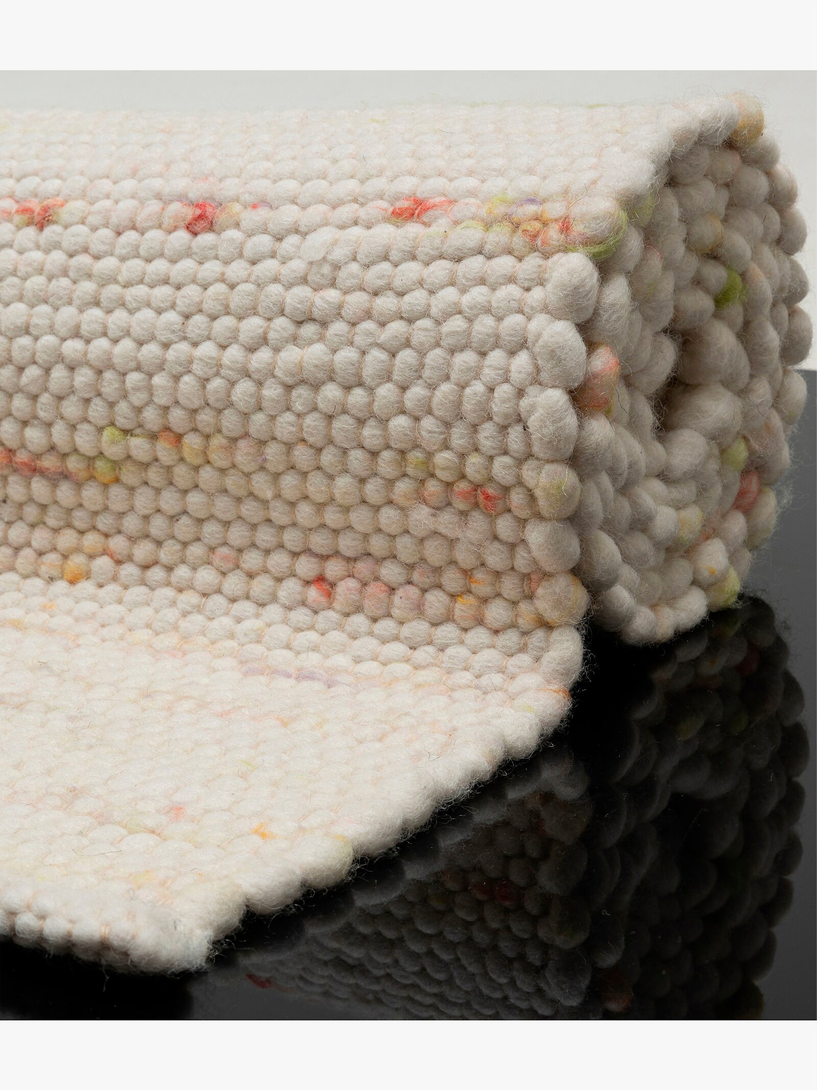 Theko Handwebteppich - ecru-bunt