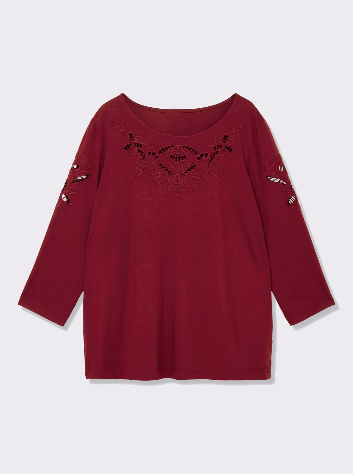 Rundhalsshirt in Viskose-Qualität - dunkelrot