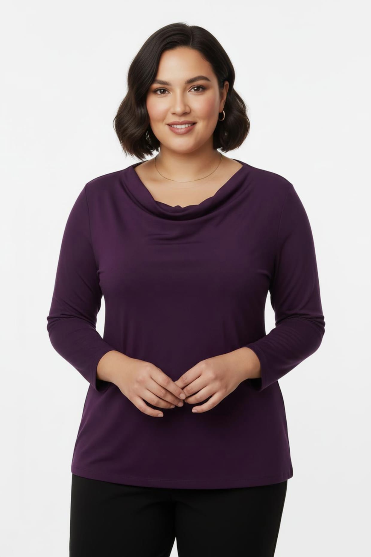 Wasserfallshirt mit 3/4-langen Ärmeln - traube