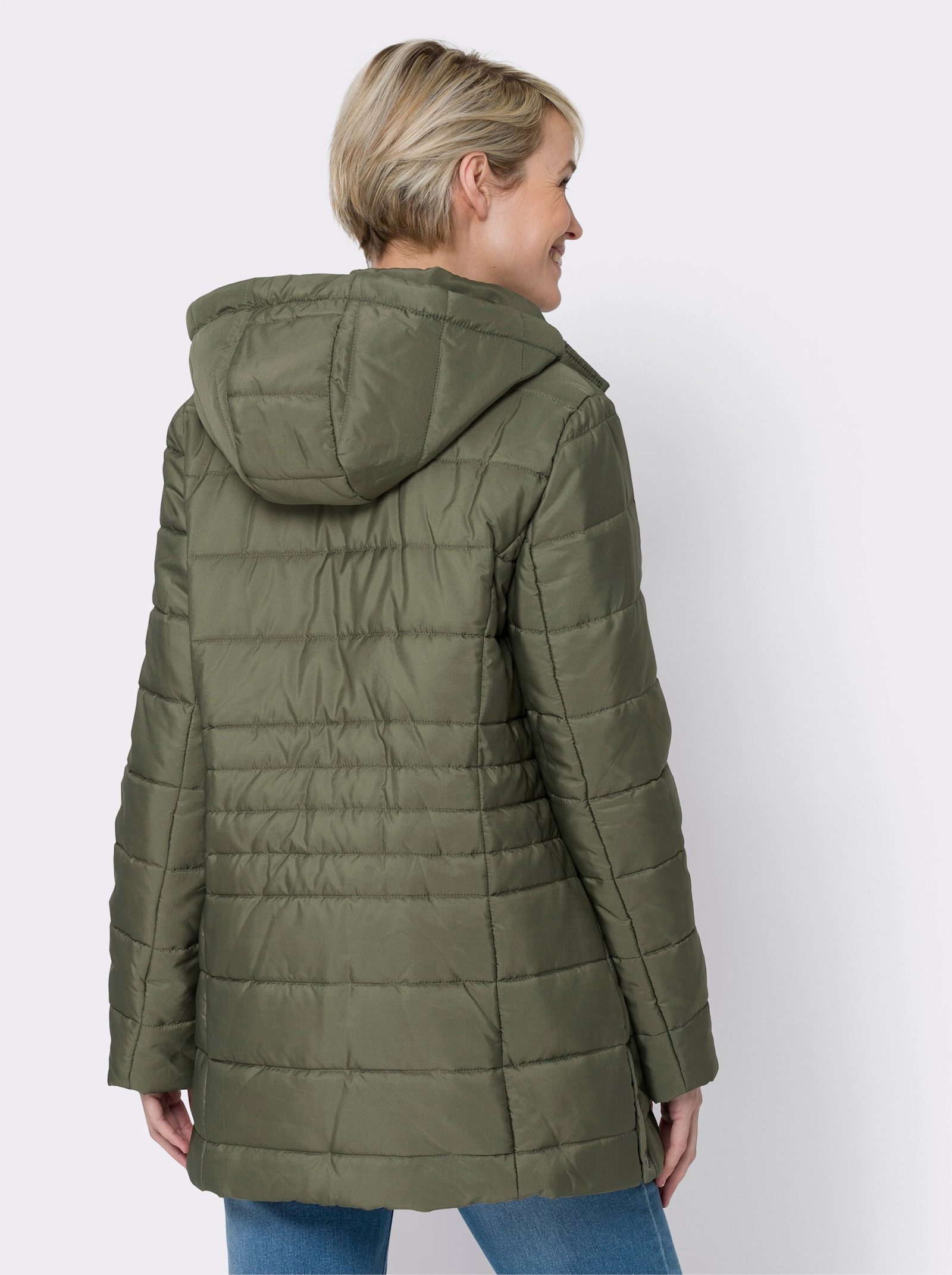 Steppjacke mit seitlichen Druckknöpfen - khaki
