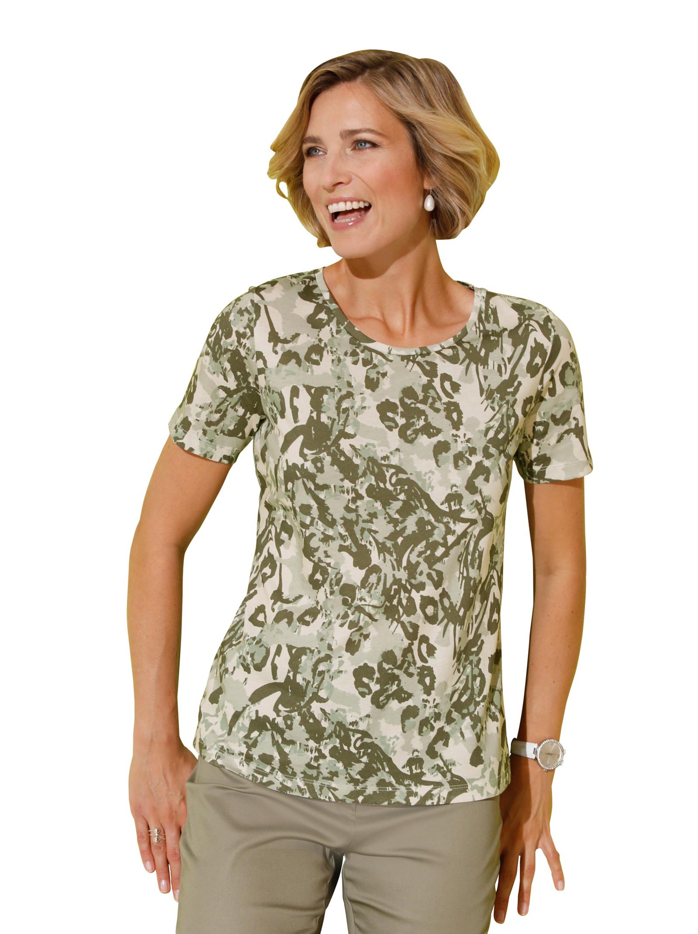 Shirt - oliv-gemustert