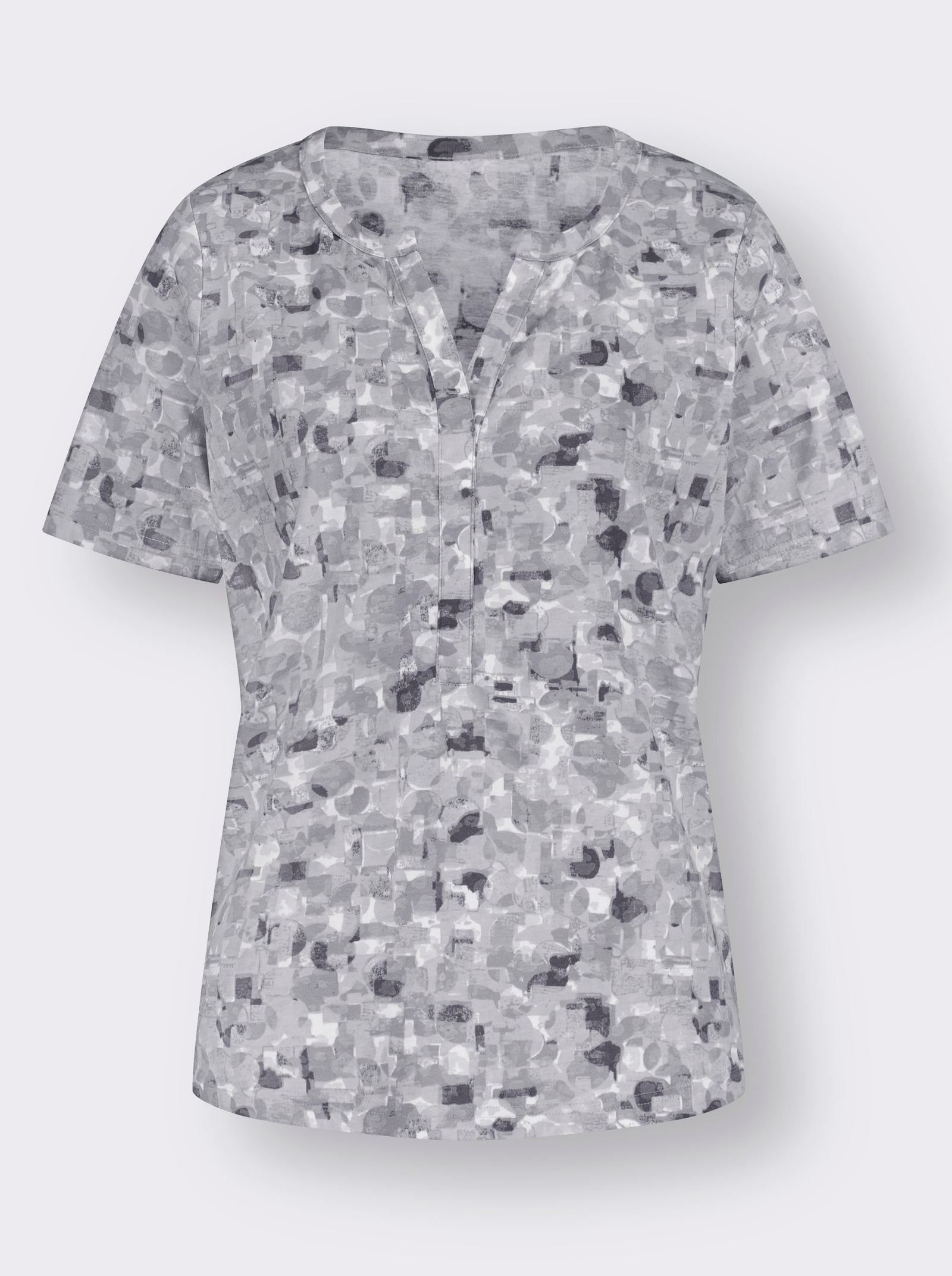Kurzarmshirt in Baumwoll-Qualität - hellgrau-steingrau-bedruckt