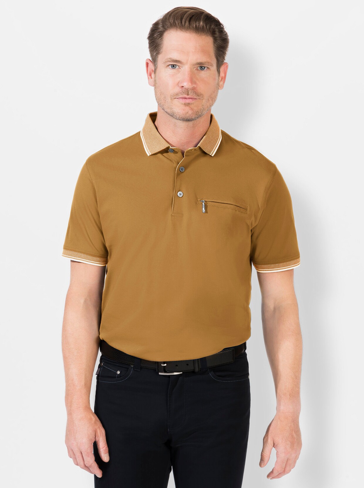 Hajo Kurzarm-Poloshirt - ocker