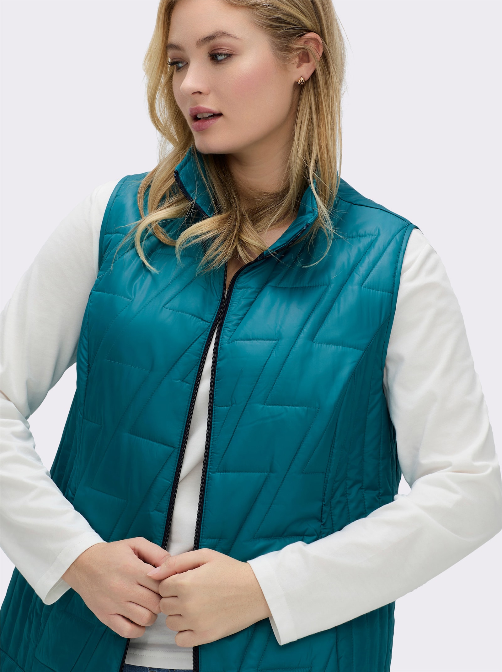 Steppweste mit kontrastfarbigem Futter - aquapetrol