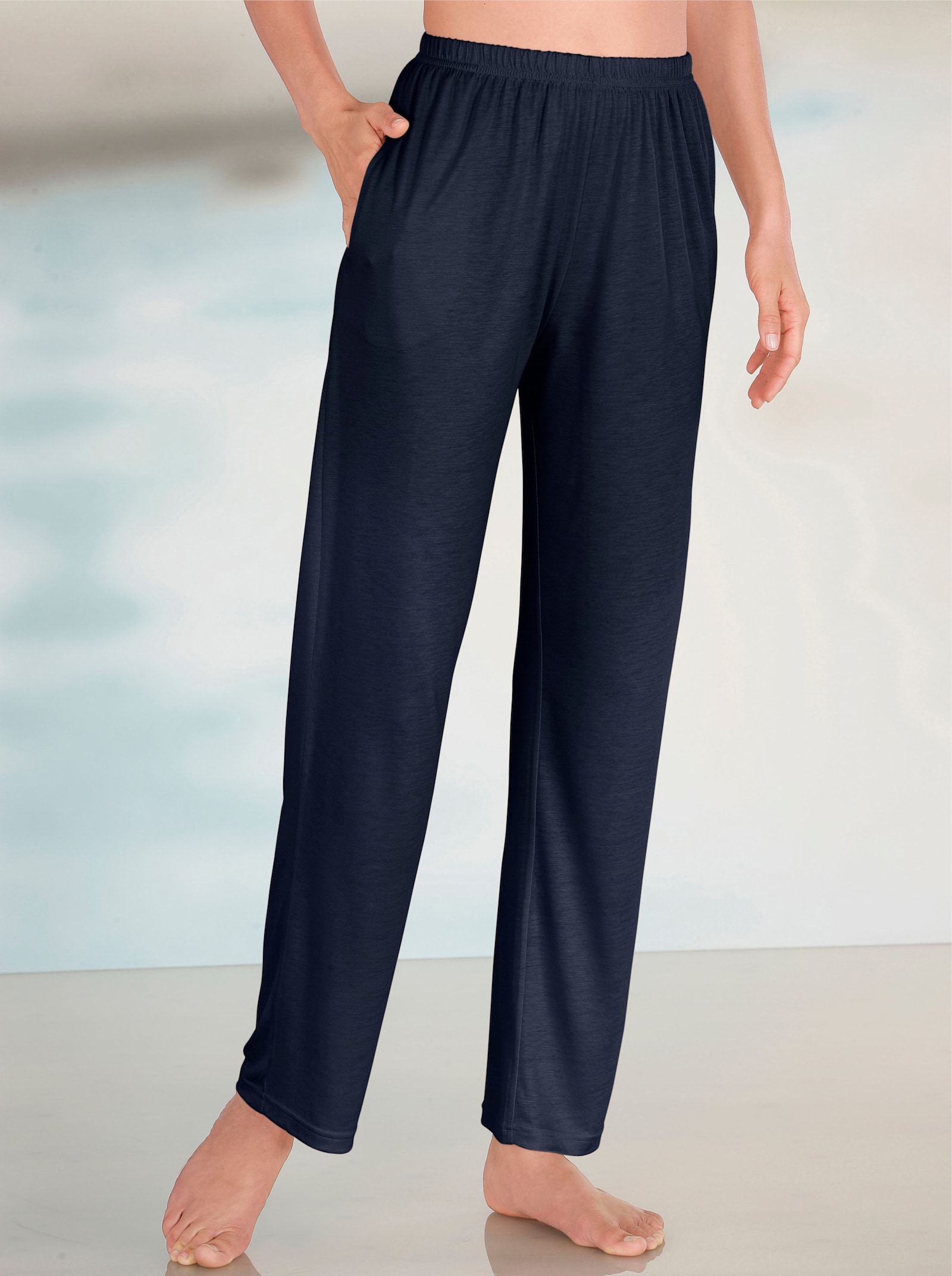 Kalhoty pro volný čas s elastickým pasem - námořnická modrá