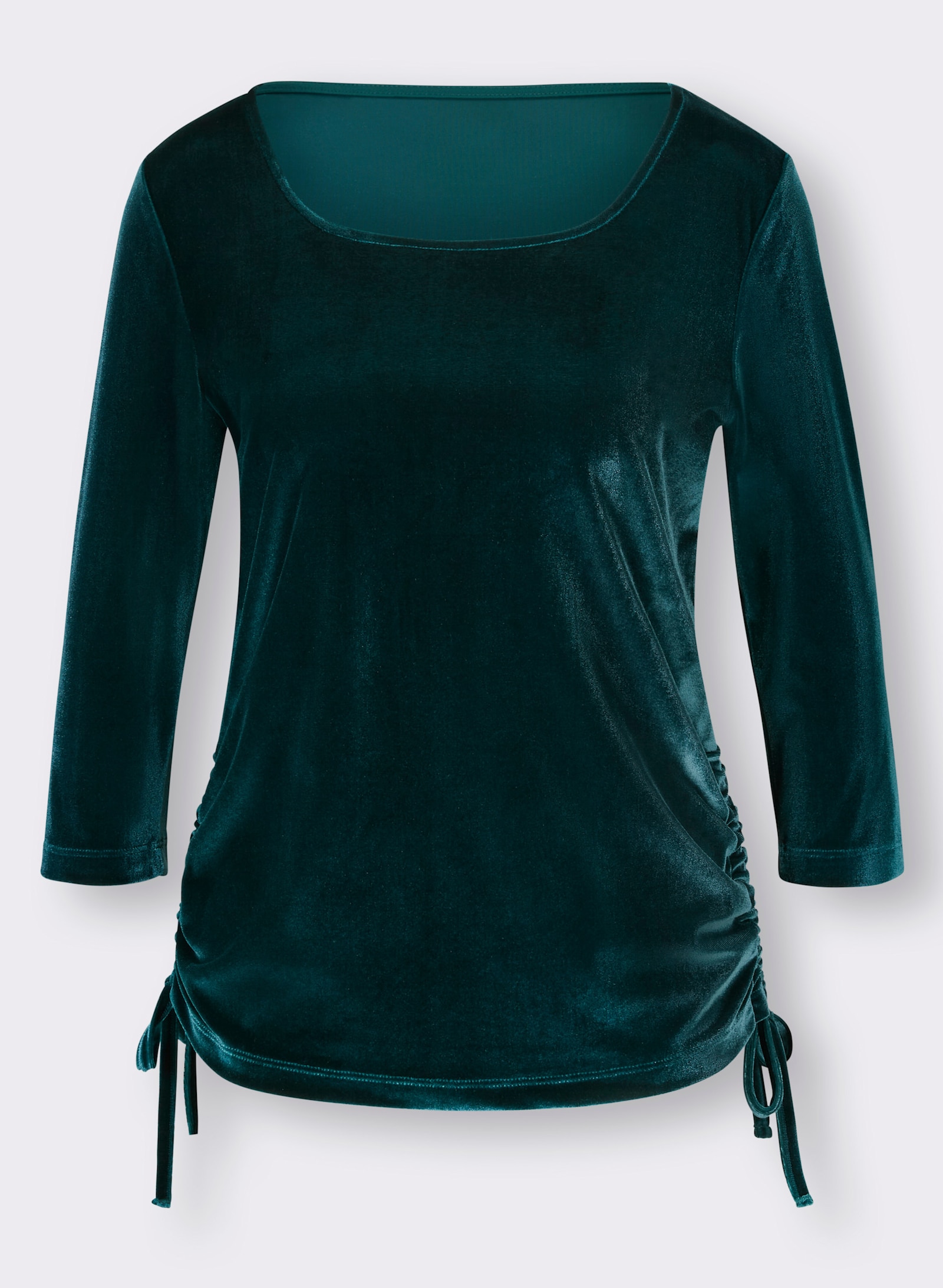 3/4-Arm-Shirt in Samt-Qualität - petrol