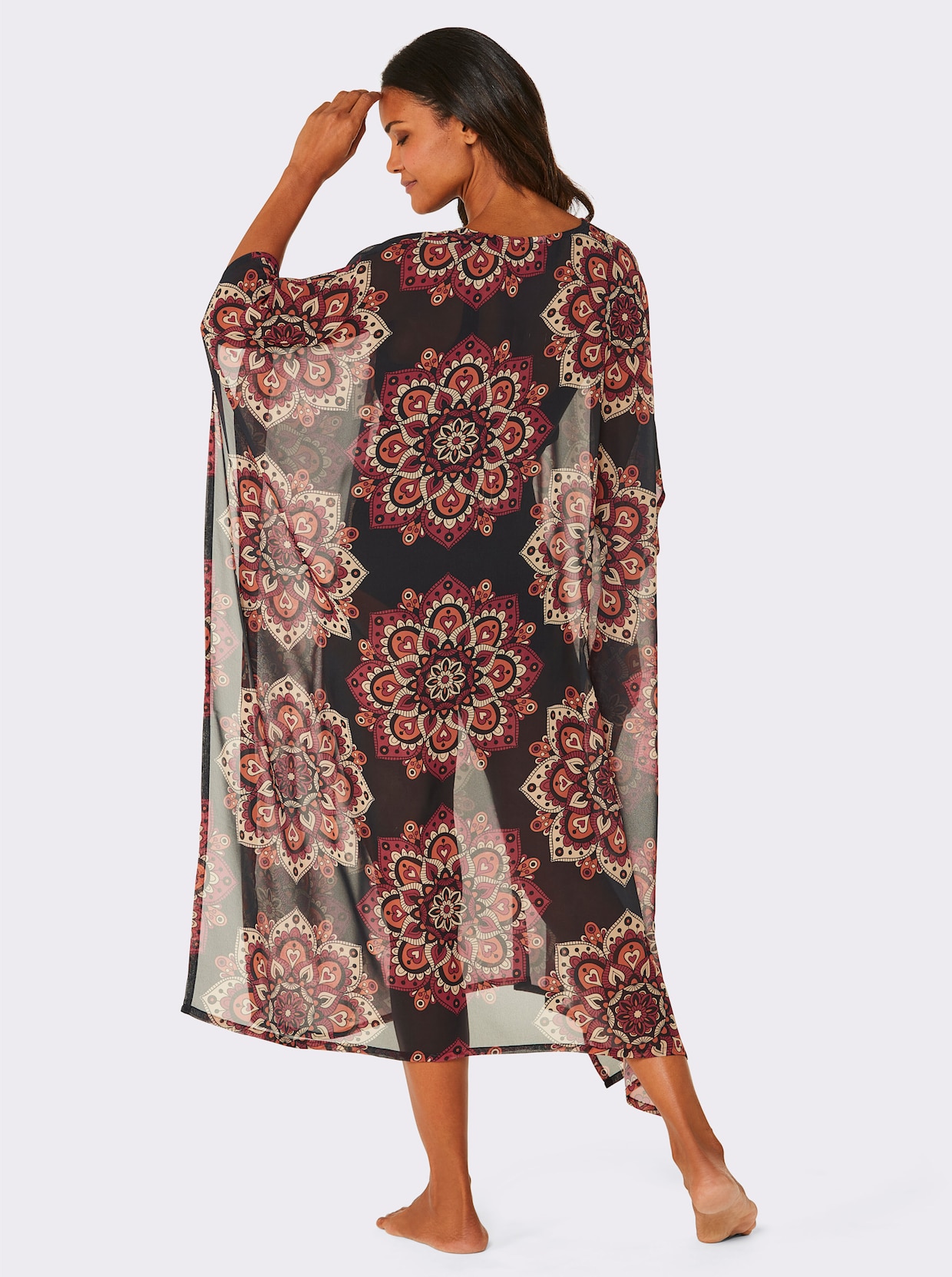 feel good Kaftan - zwart/rood geprint