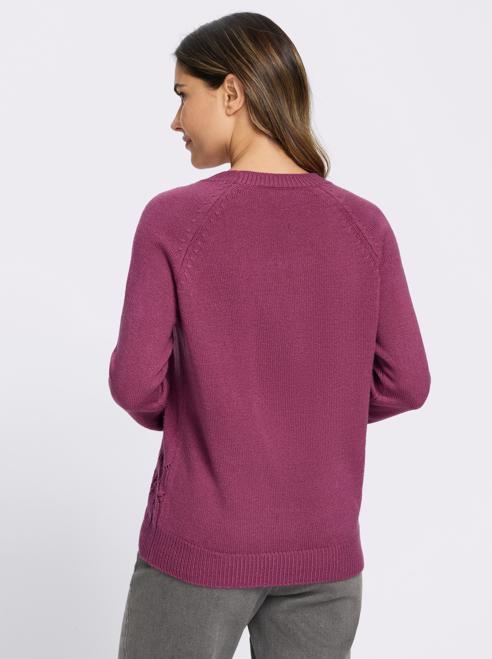 Langarm-Pullover mit Strickmuster im Vorderteil - erika