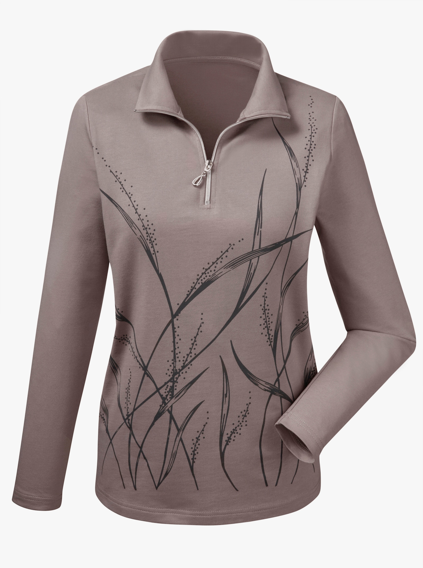 Sweatshirt mit Motiv-Druck - taupe-gemustert