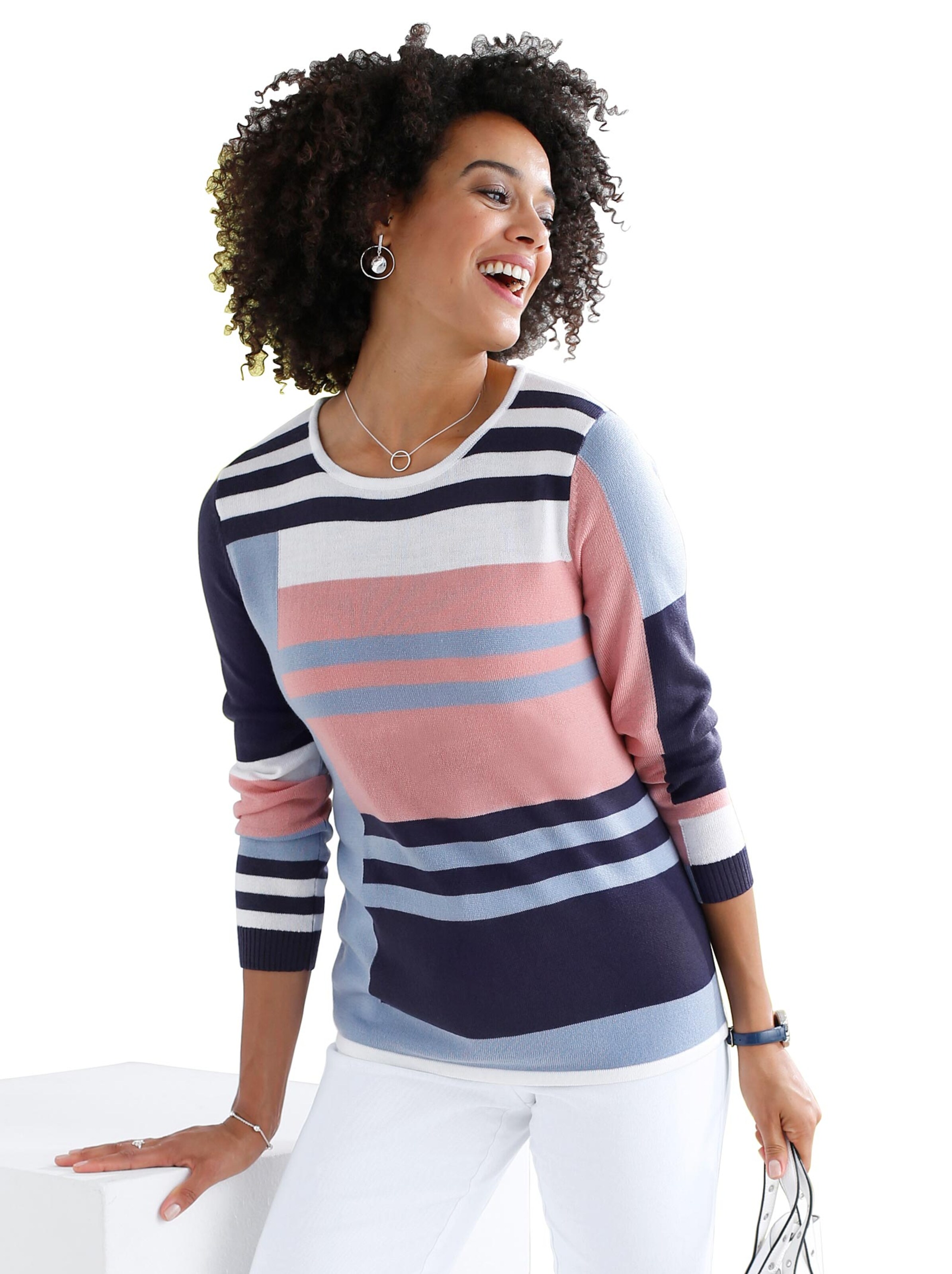 Pullover - nachtblau-weiß