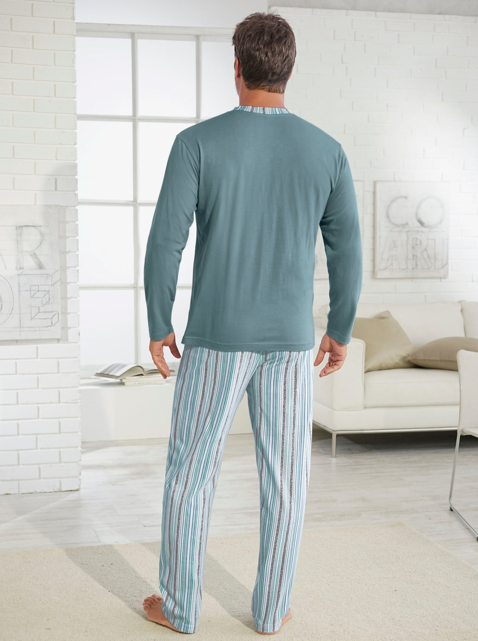 KINGsCLUB Pyžama - nefritová+nefritová-proužek