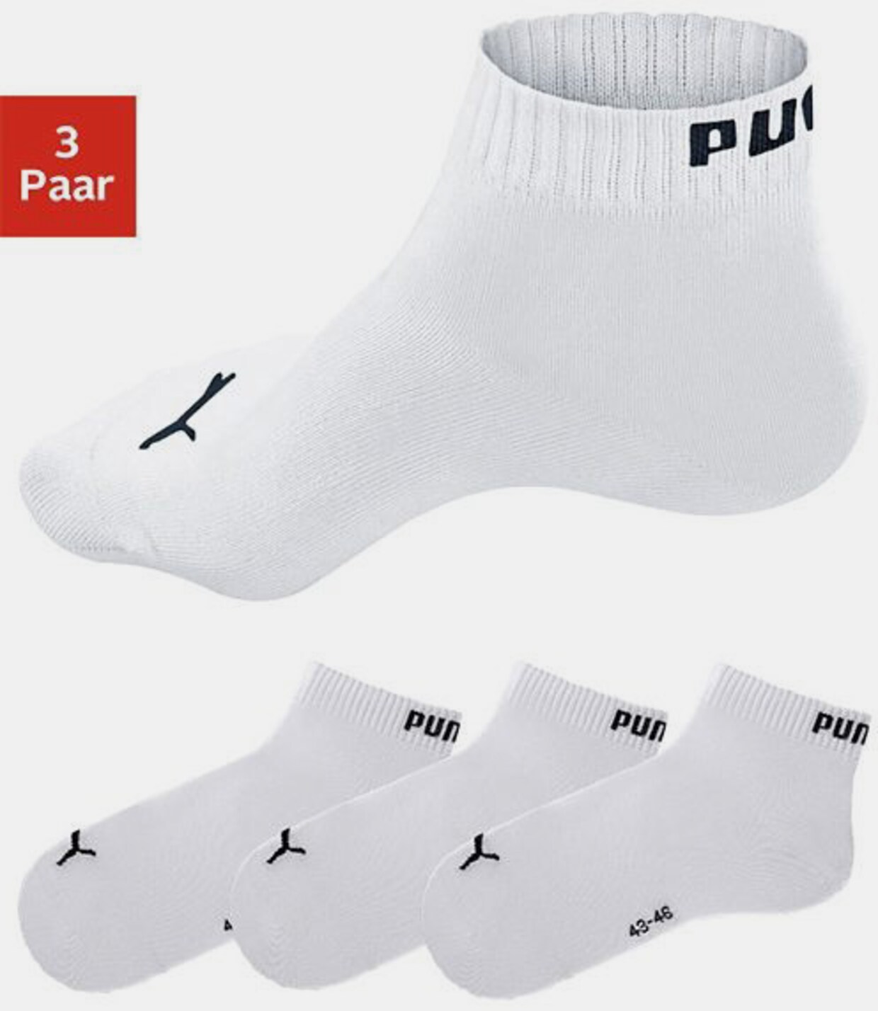 PUMA Kurzsocken - 3x weiß