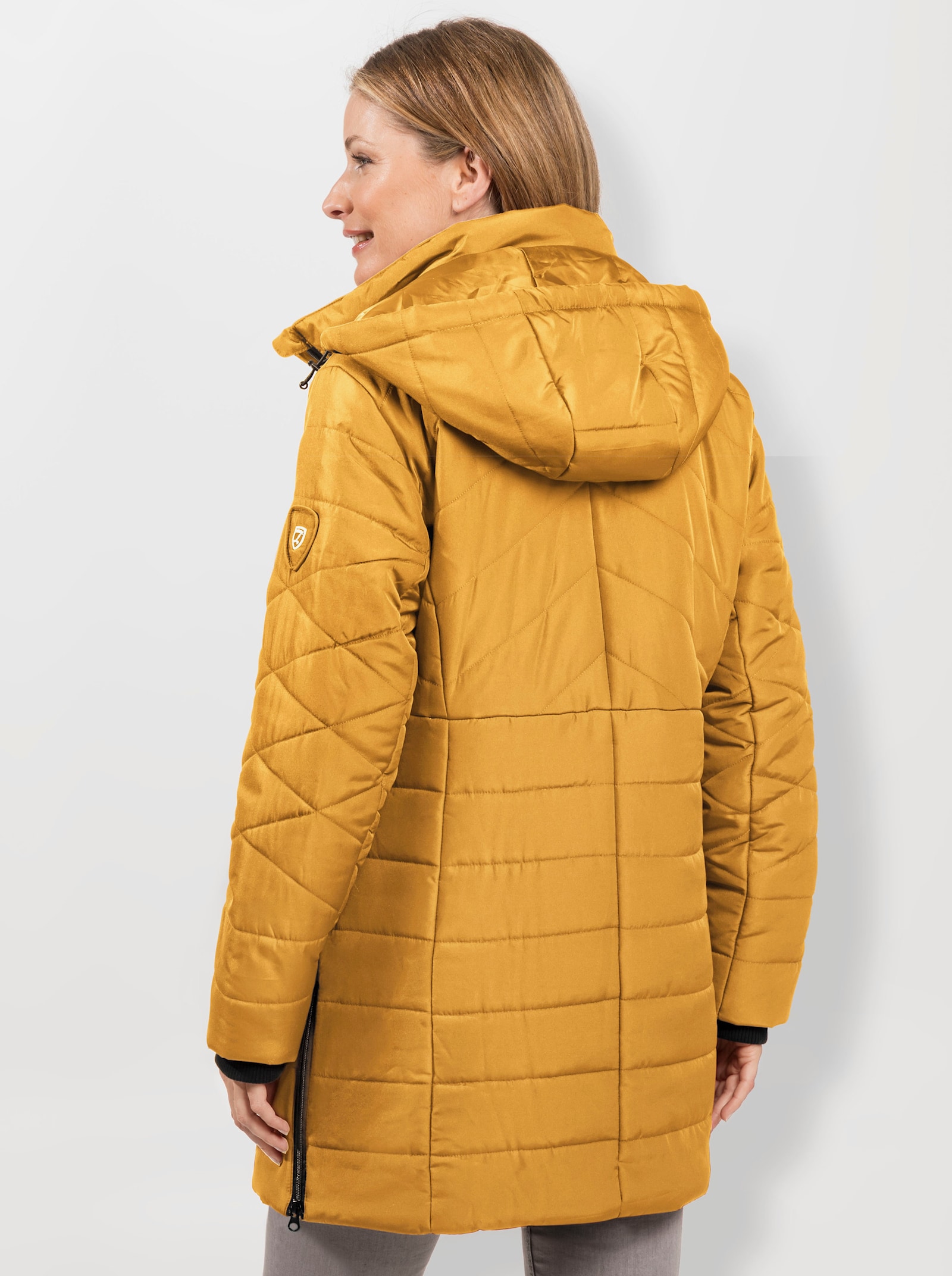 Steppjacke mit seitlichen Reißverschlüssen - ocker