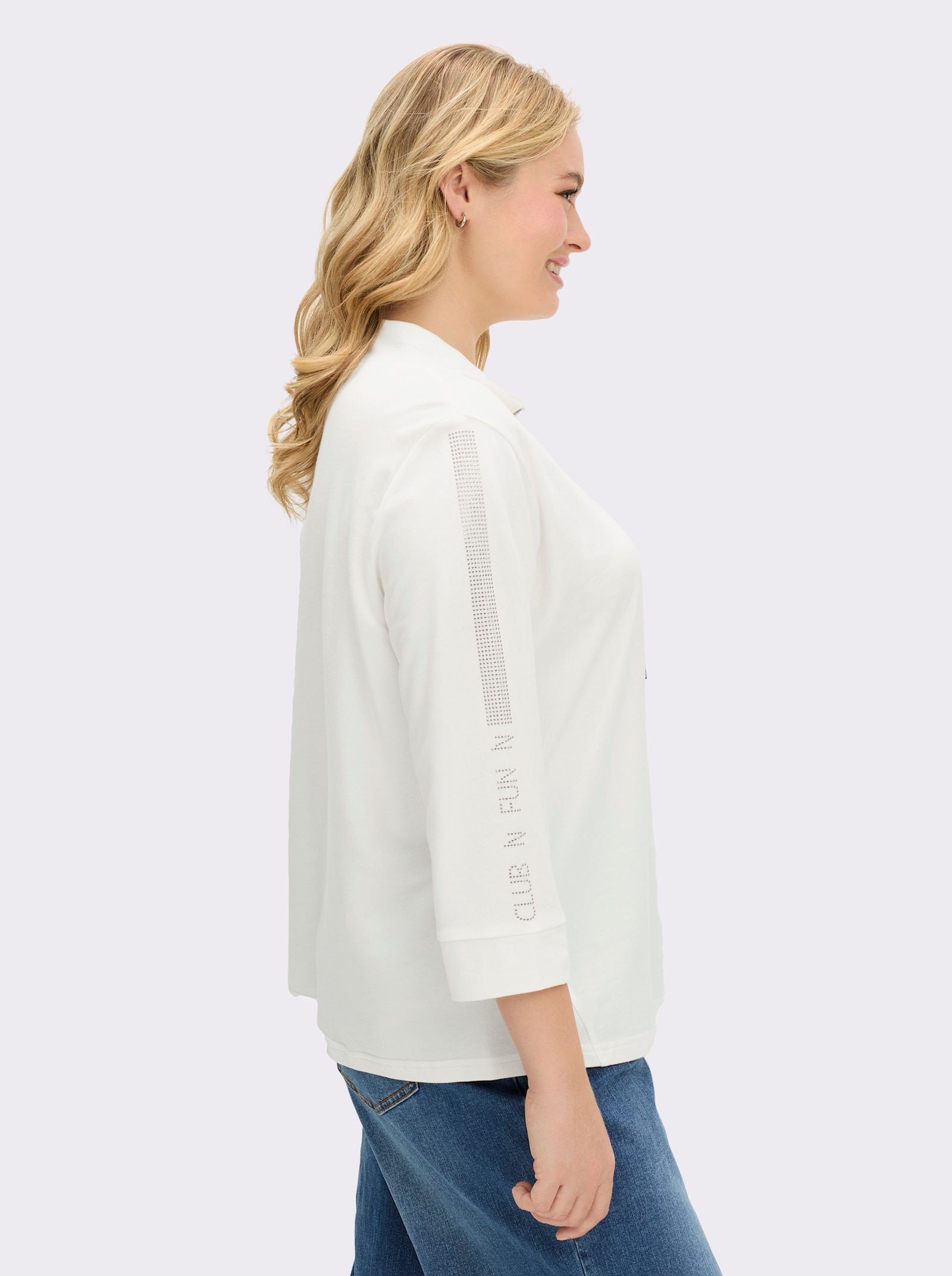 Sweatshirt mit Schriftzug - ecru