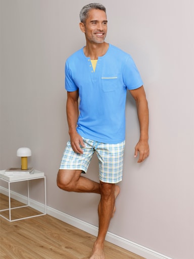 wäschepur men Shorty - aqua-zitrone-kariert