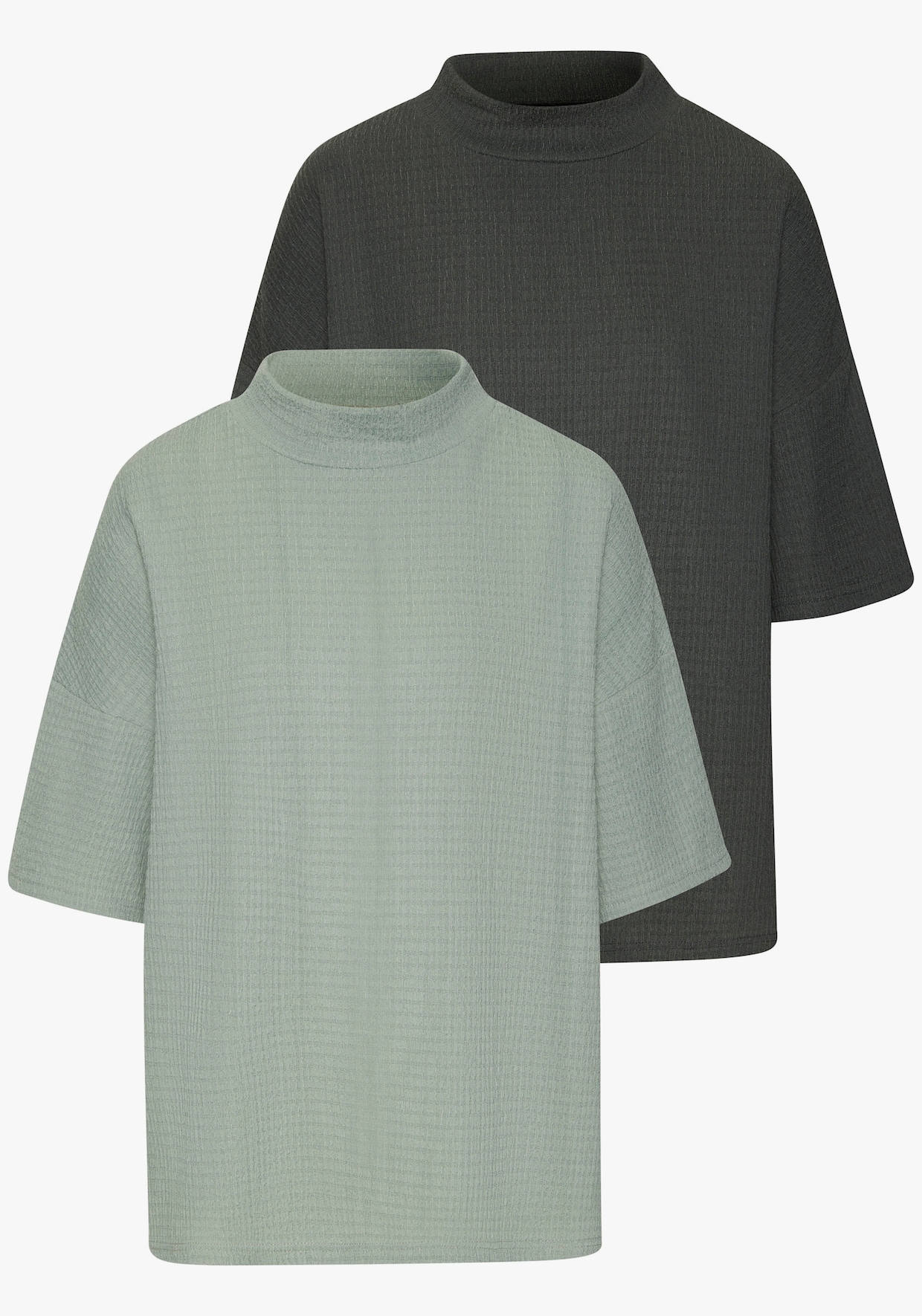 LASCANA Kurzarmshirt - graugrün, lindgrün