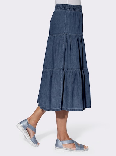 Jeansrock in Stufenform - blue-stone-washed