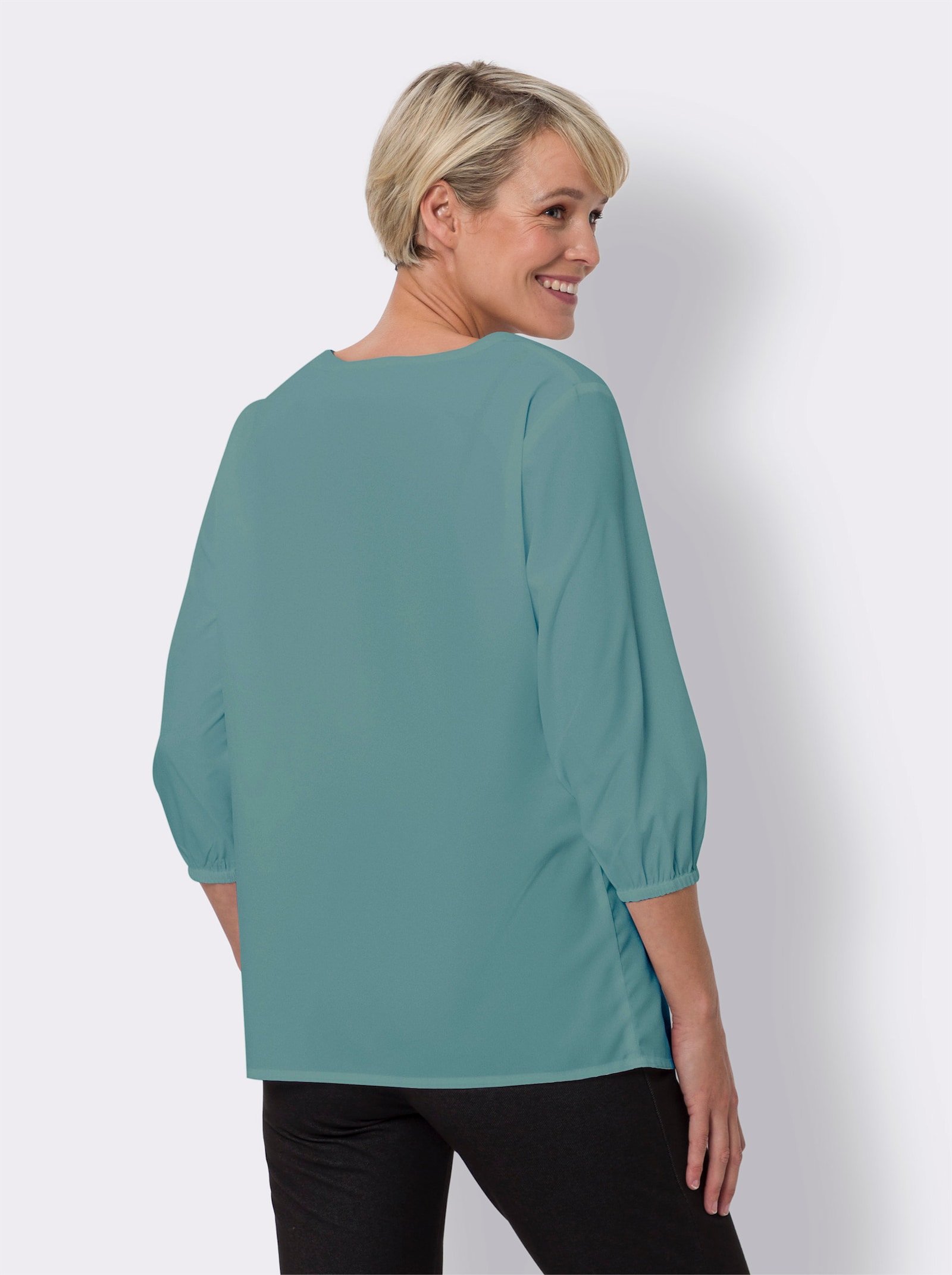 Schlupfbluse mit Biesenverzierung - jade