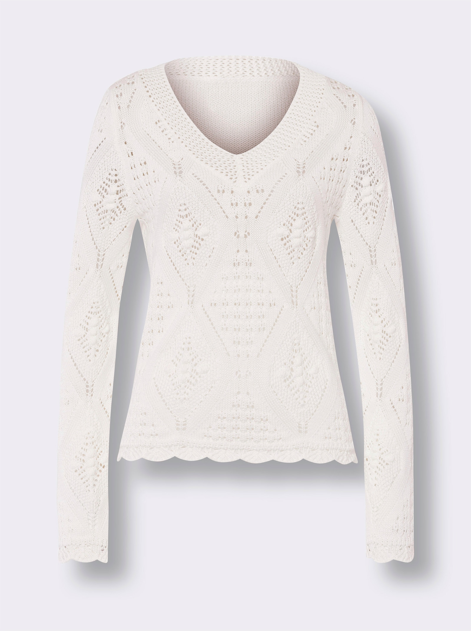 heine Ajourpullover mit gewellten Abschlüssen - ecru