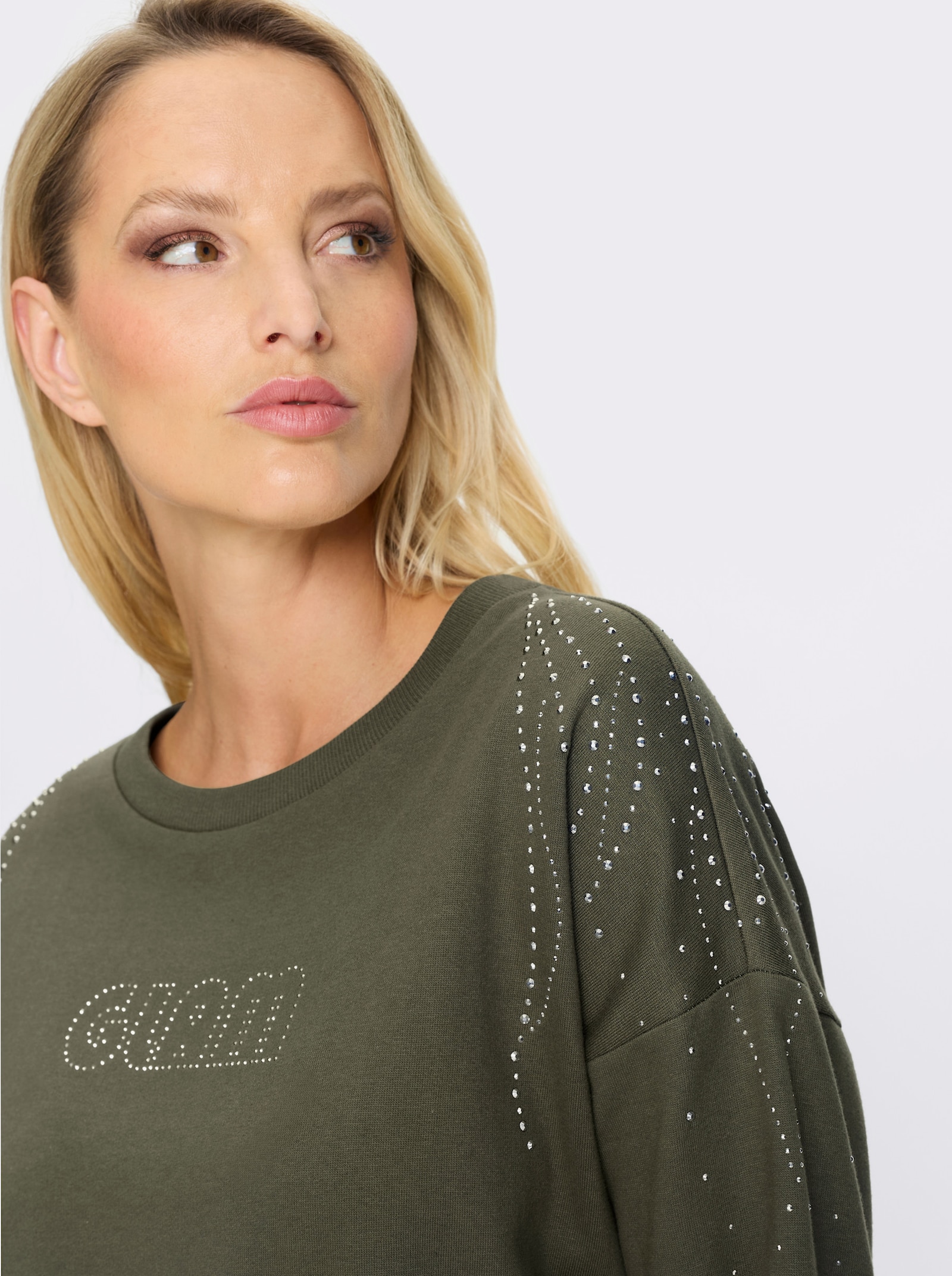 heine Sweatshirt avec détails brillants - kaki