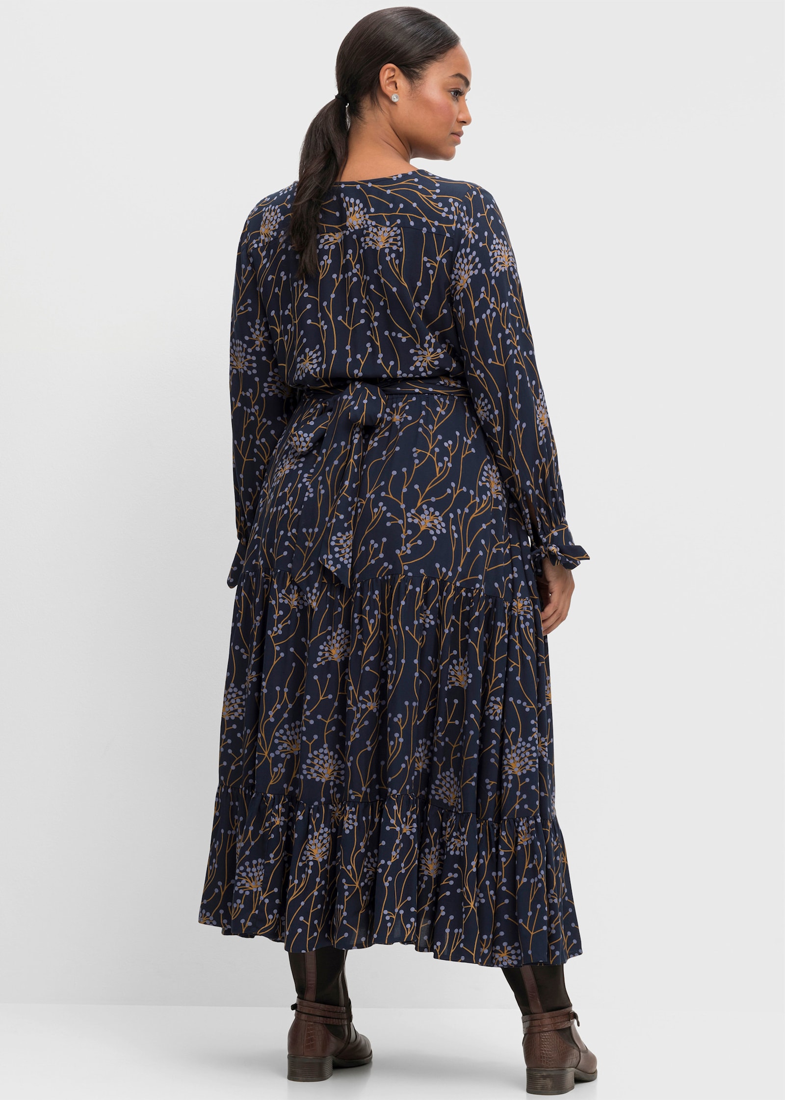 sheego by Joe Browns Maxikleid mit filigranem Druck - nachtblau bedruckt