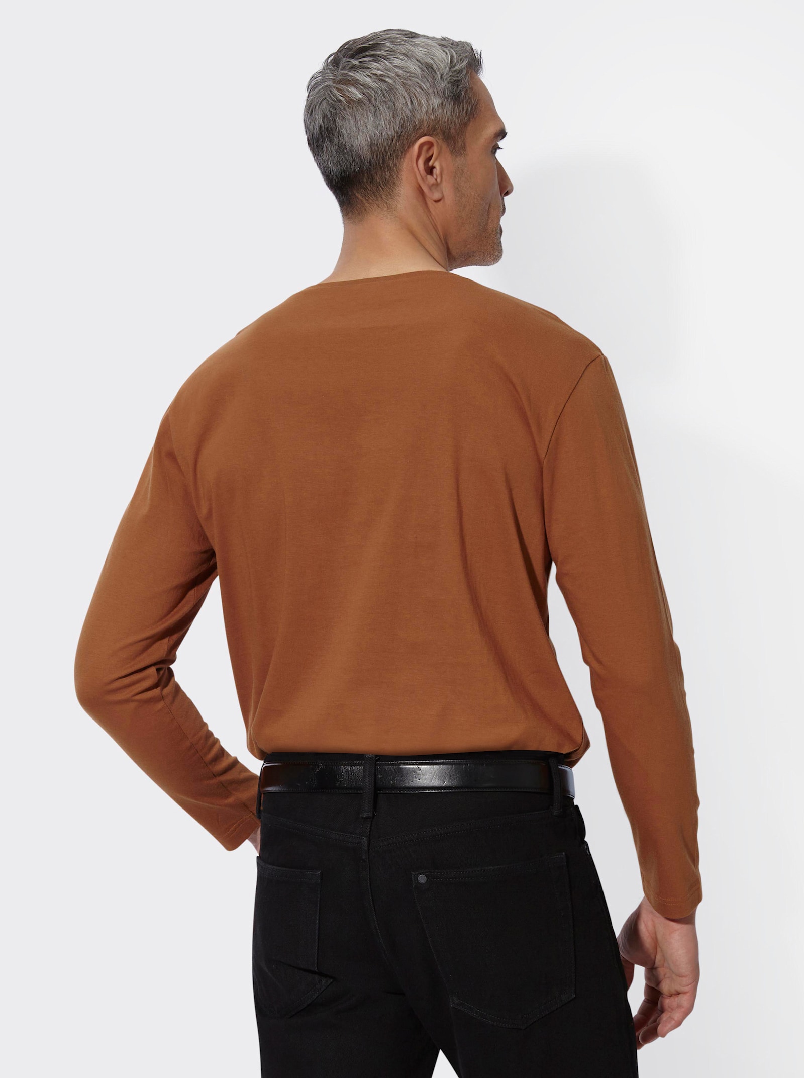 Langarmshirt mit Druckmotiv - cognac
