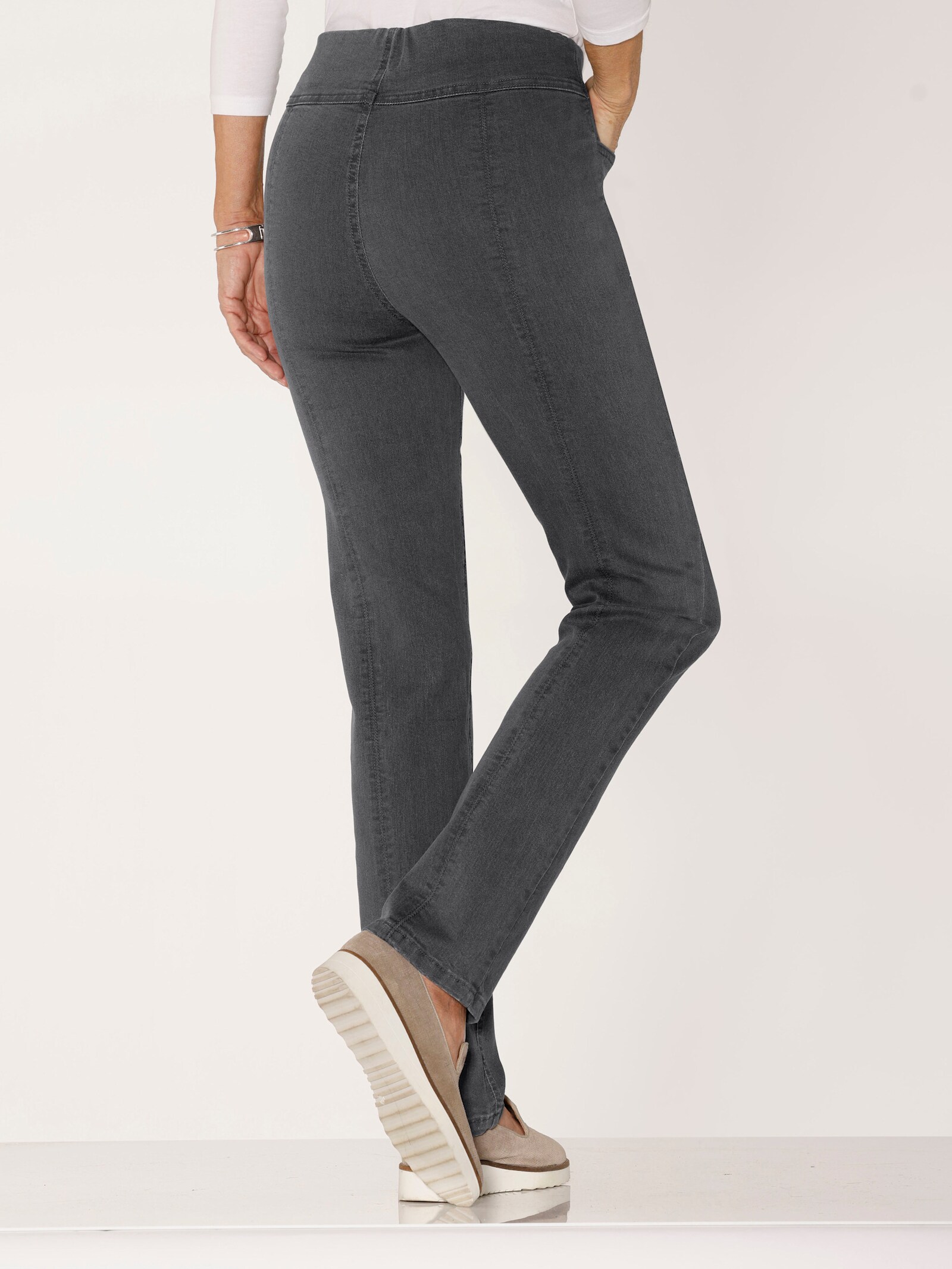 Jeans mit Teilungsnähten hinten - grey-denim