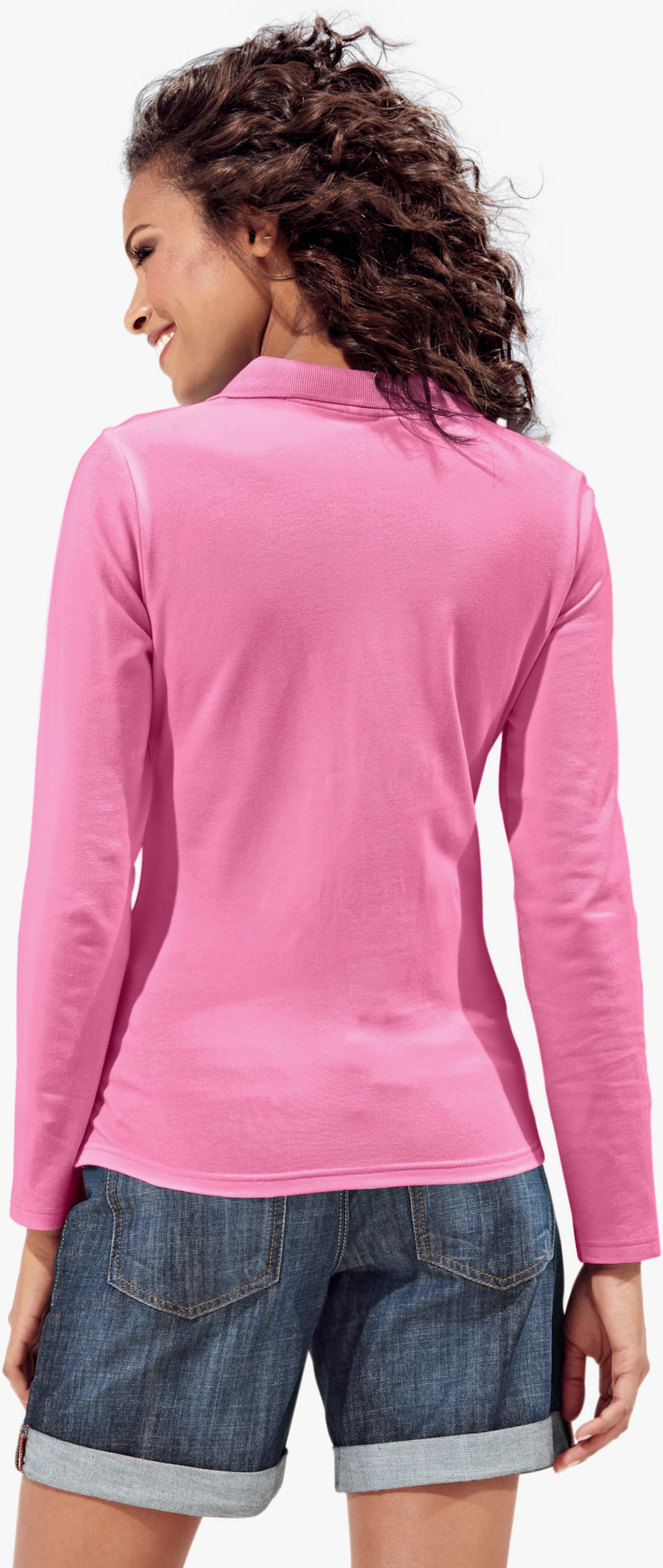 heine Langarm-Poloshirt in Pikee-Qualität - pink