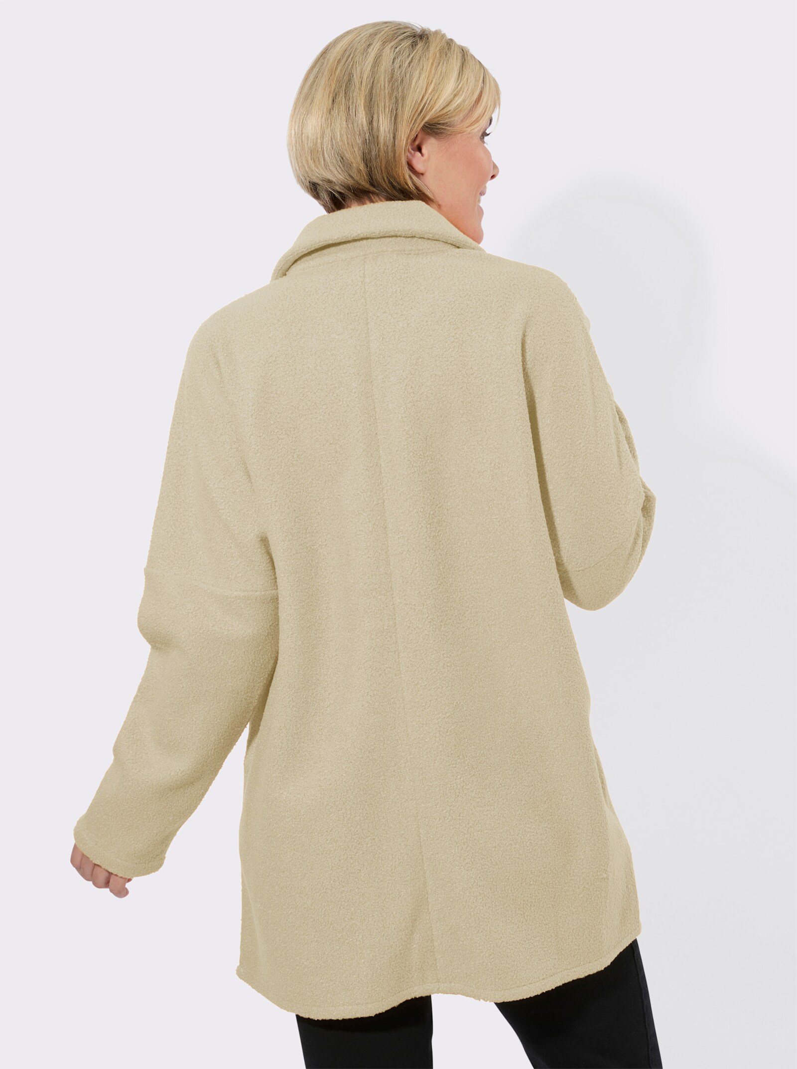 Longjacke mit Fledermausärmeln, Bouclé-Qualität - sand