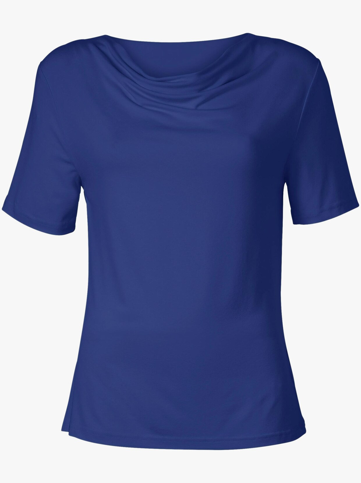 Shirt met cascadehals - koningsblauw