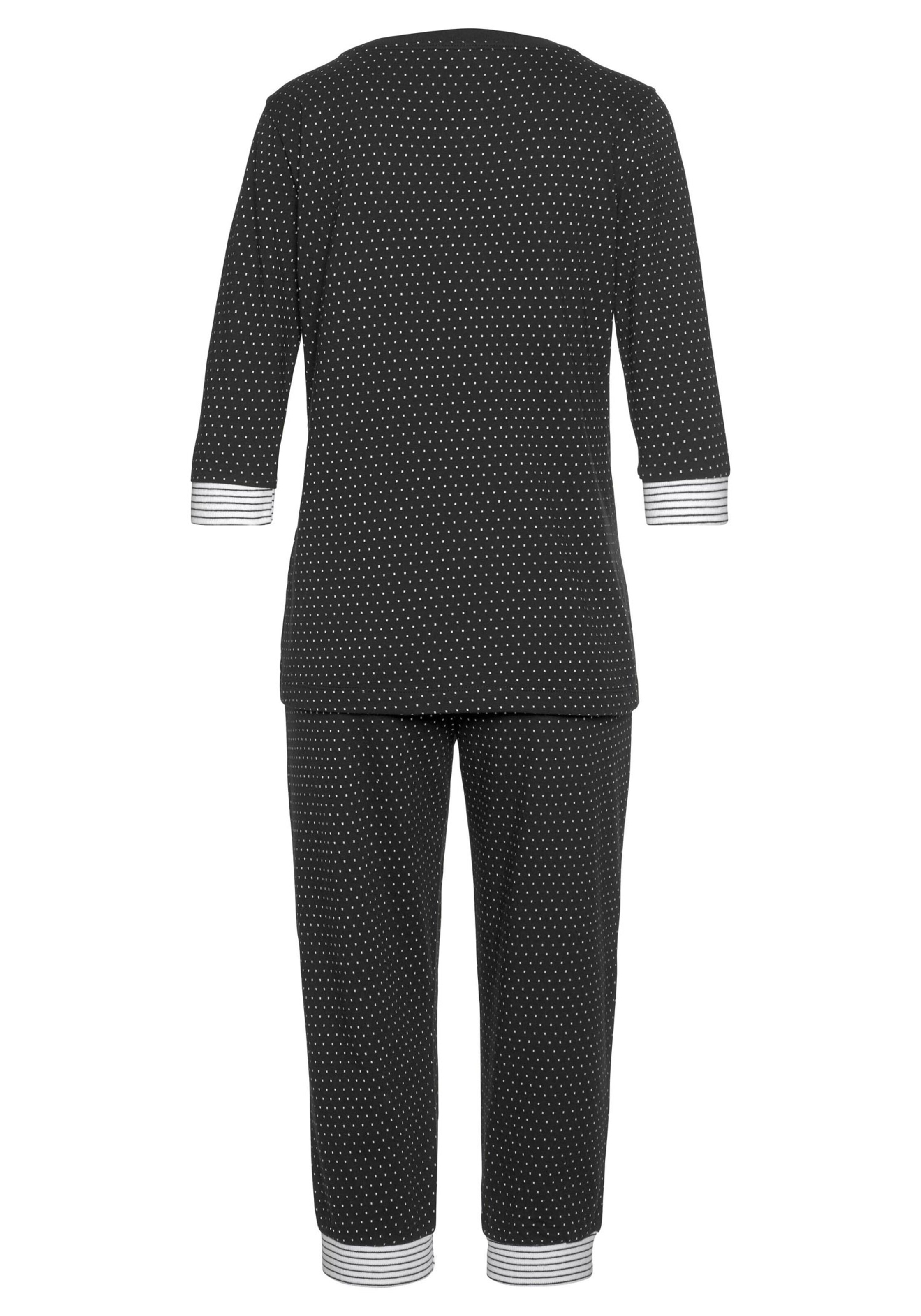 Damenmode Nachtwäsche & Homewear Vivance Dreams Capri-Pyjama in schwarz-gepunktet 