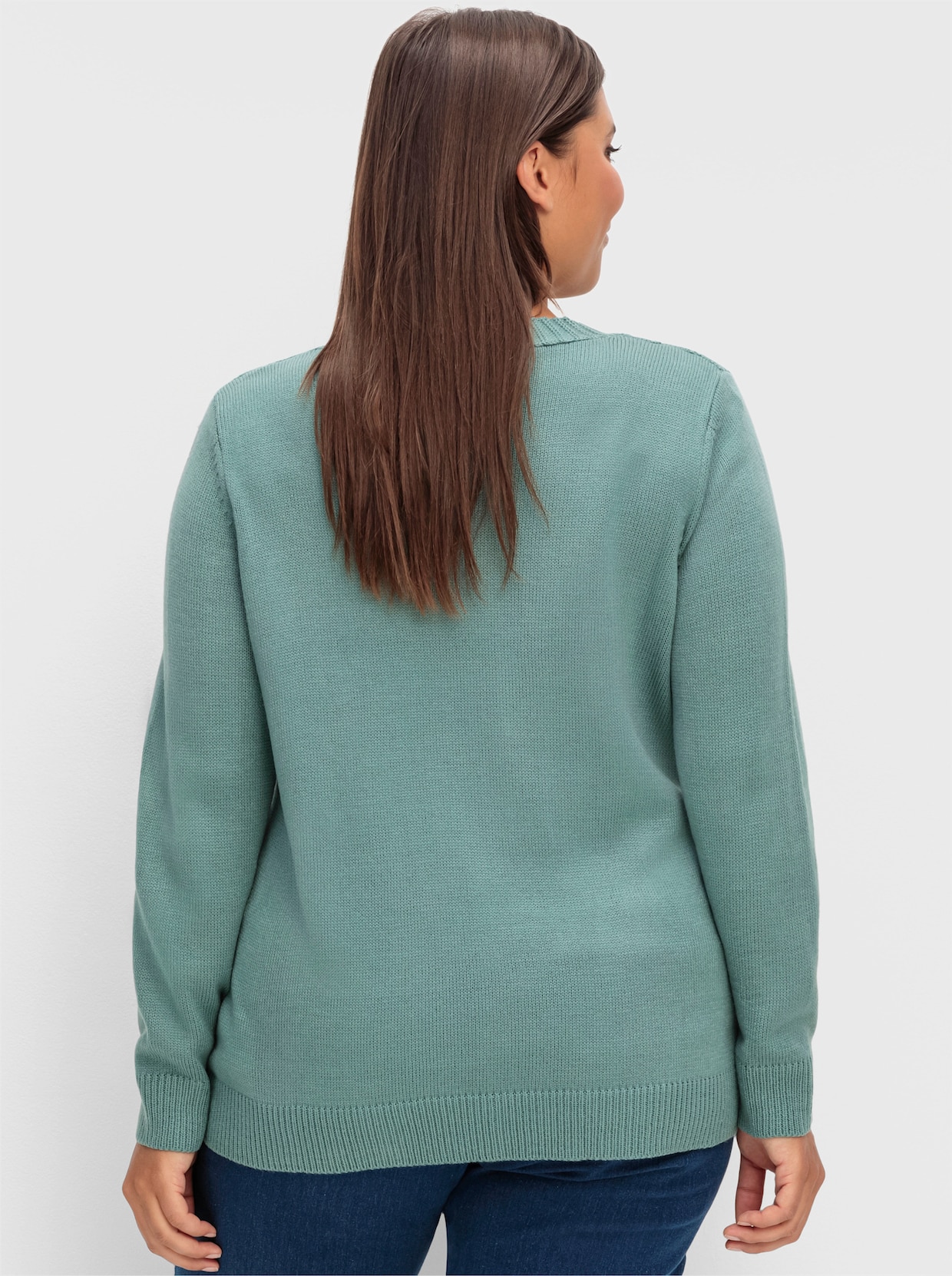 Langarm-Pullover - jade