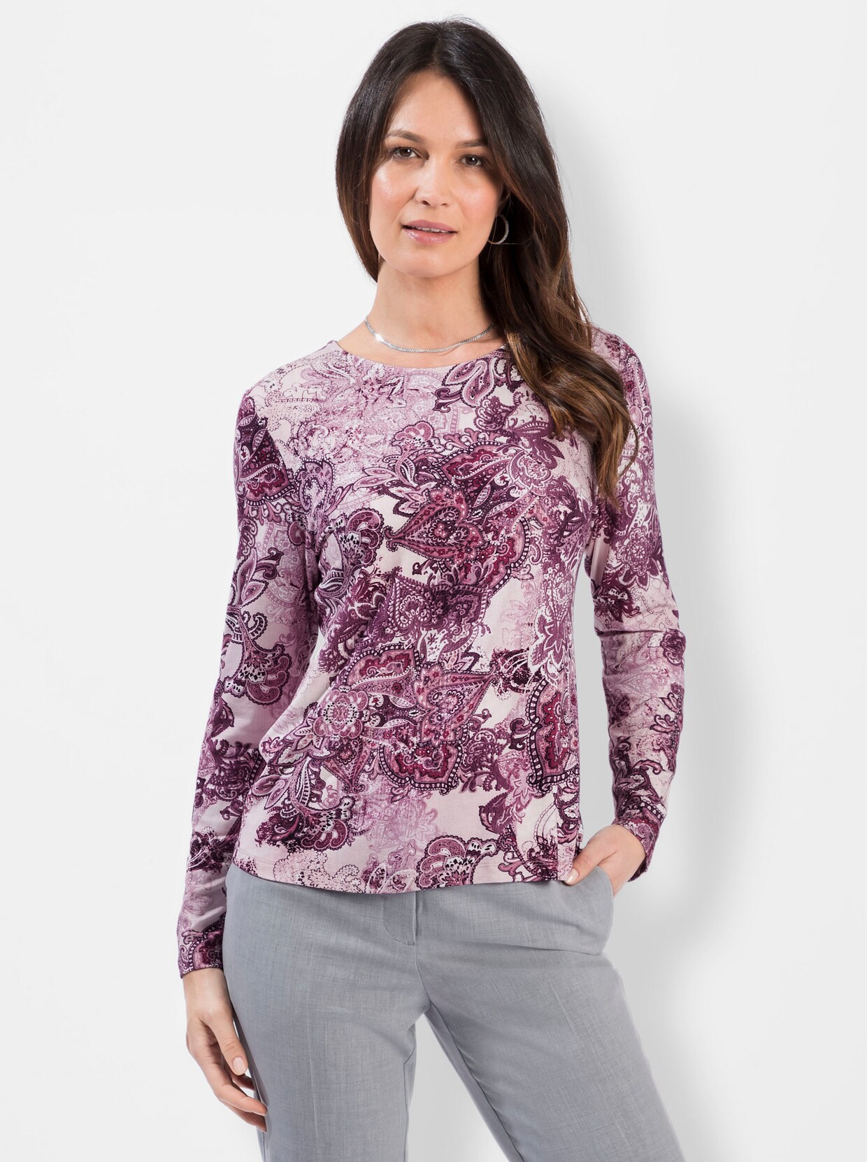 Langarmshirt - violett-bedruckt