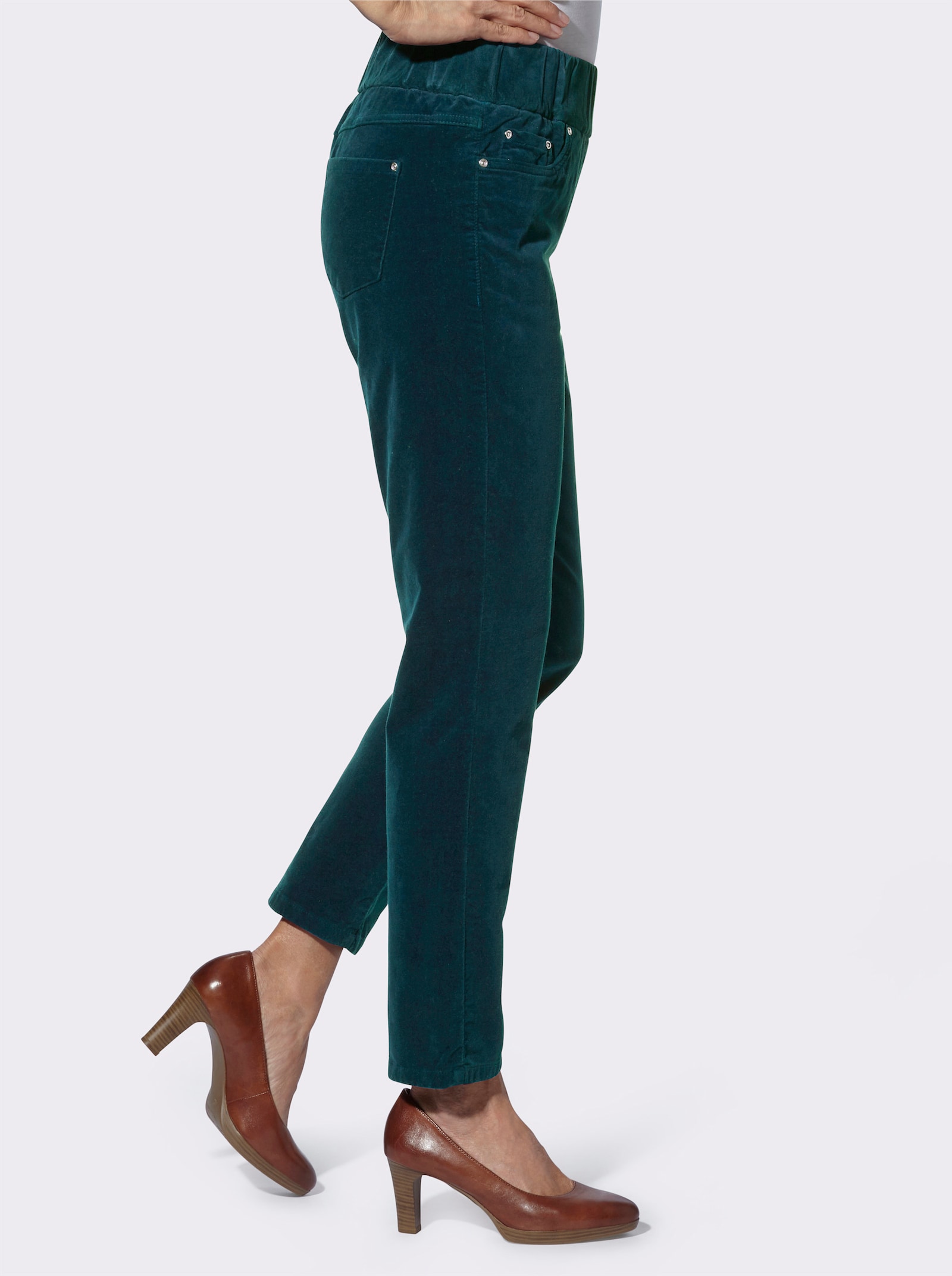 Comfortbroek van fluweel - petrol