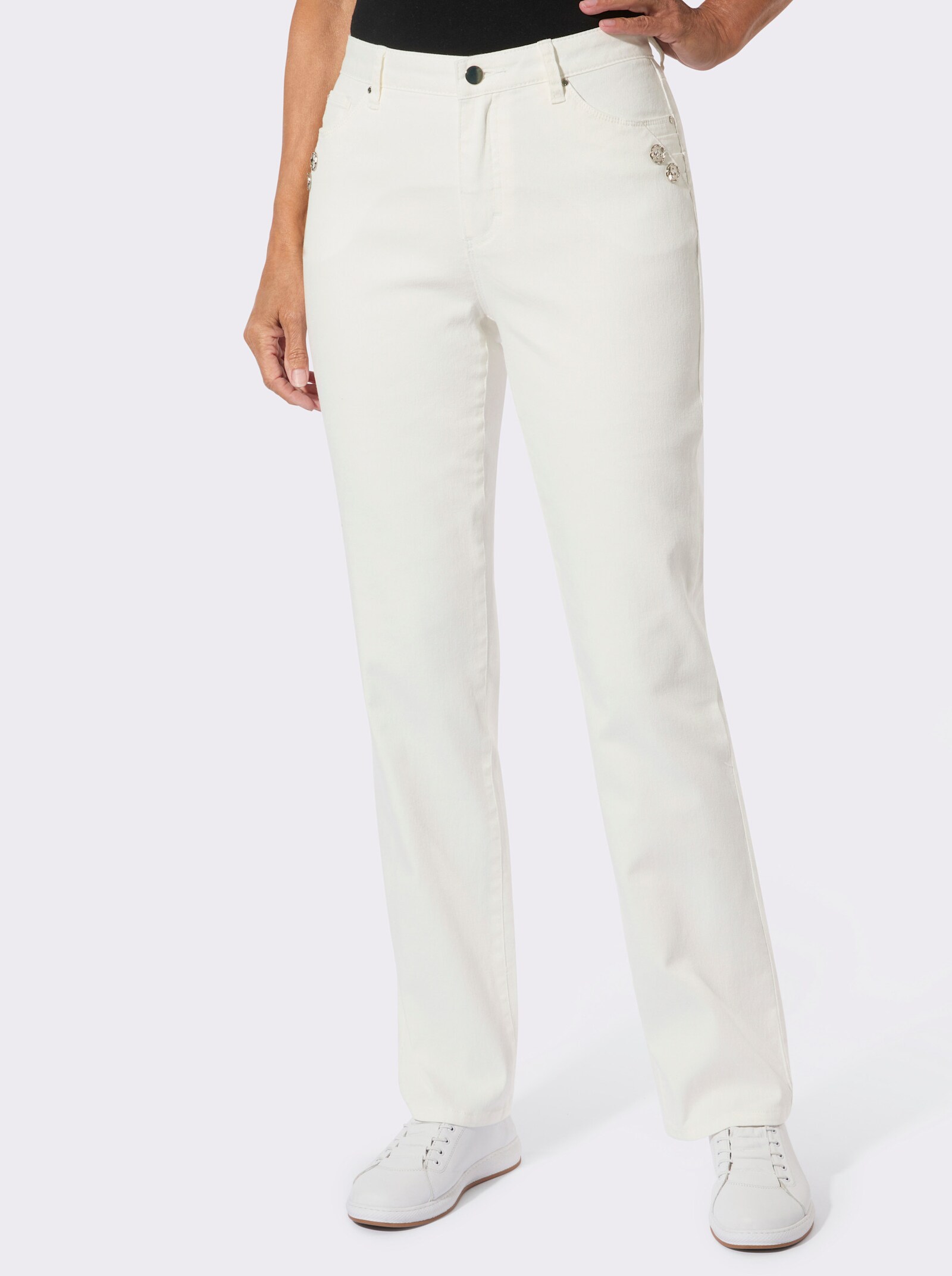 5-Pocket-Jeans mit Biesenverzierung - weiß