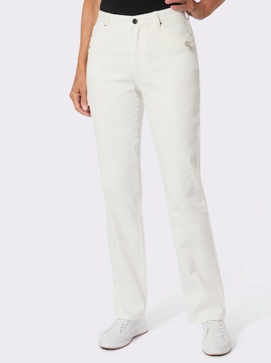 5-Pocket-Jeans mit Biesenverzierung - weiß