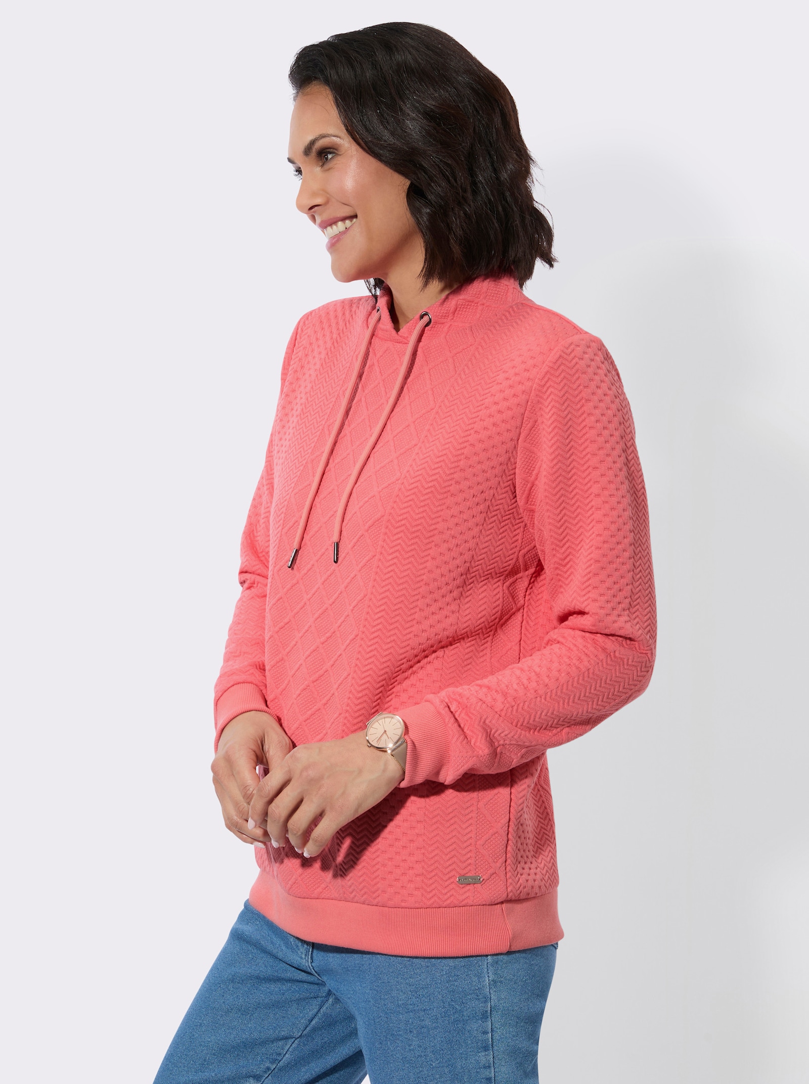 Sweatshirt mit überlappendem Stehkragen - flamingo