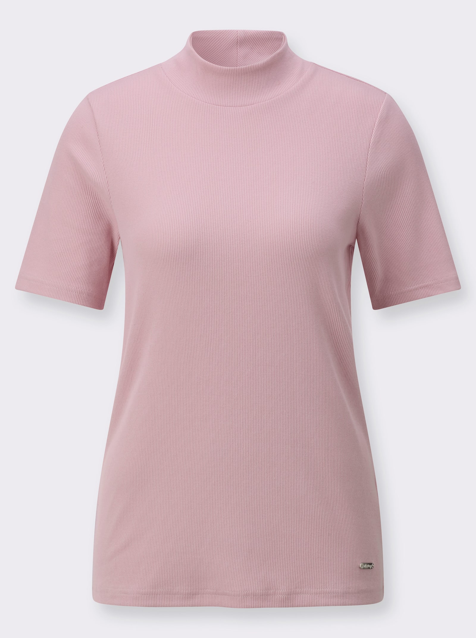 Stehkragenshirt in Baumwoll-Qualität - rosé