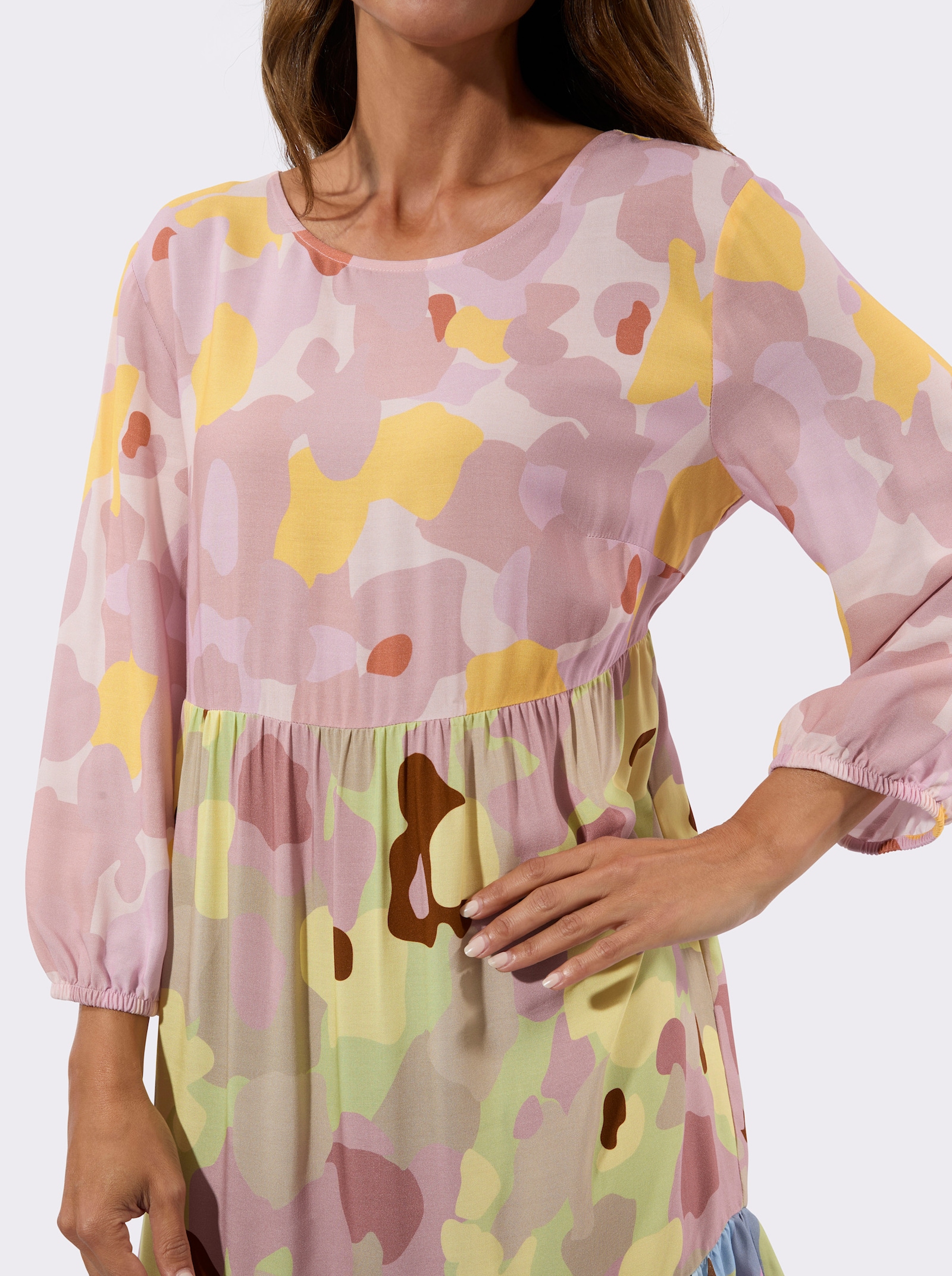Sommerkleid in A-Linie - pistazie-hellblau-bedruckt