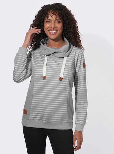 Sweatshirt im Streifenmuster - steingrau-ecru