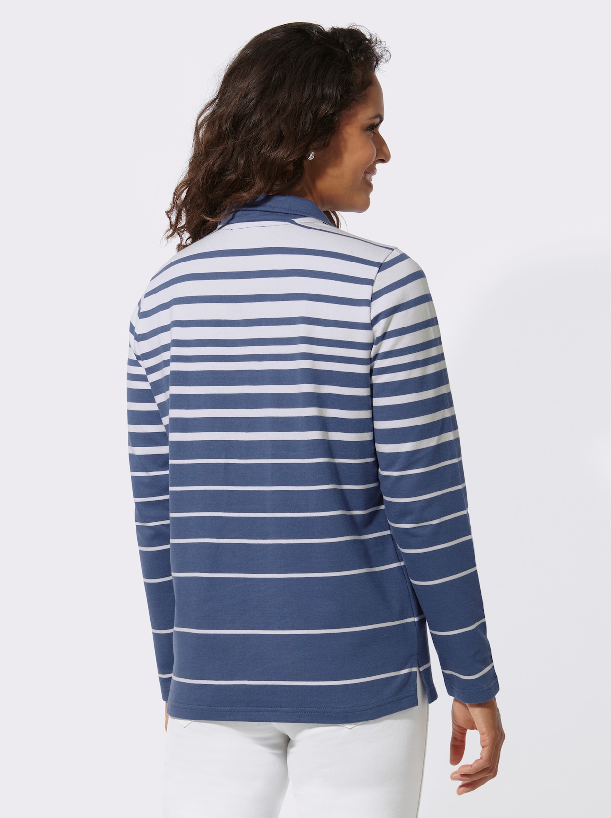 Sweatshirt - jeansblauw/ecru gestreept
