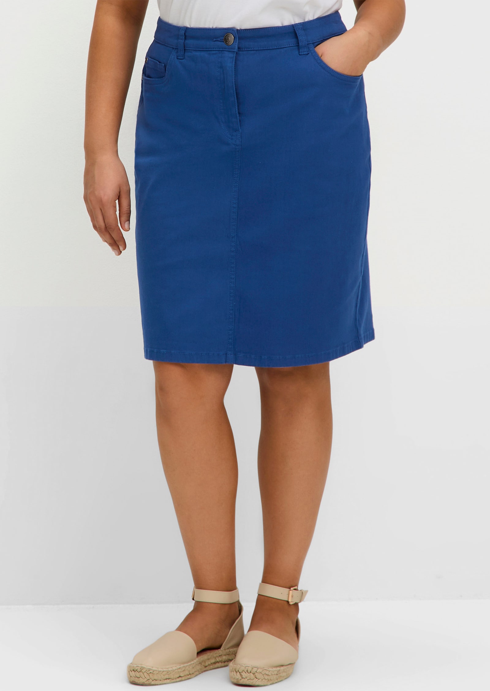 sheego Kokerrok van stretch-twill - bosbes