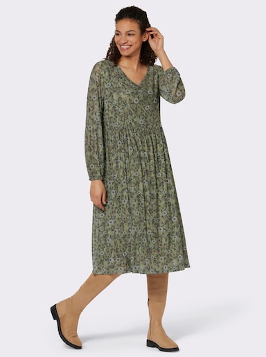 Blumenkleid in floral bedruckter Mesh-Qualität - schilf-bedruckt