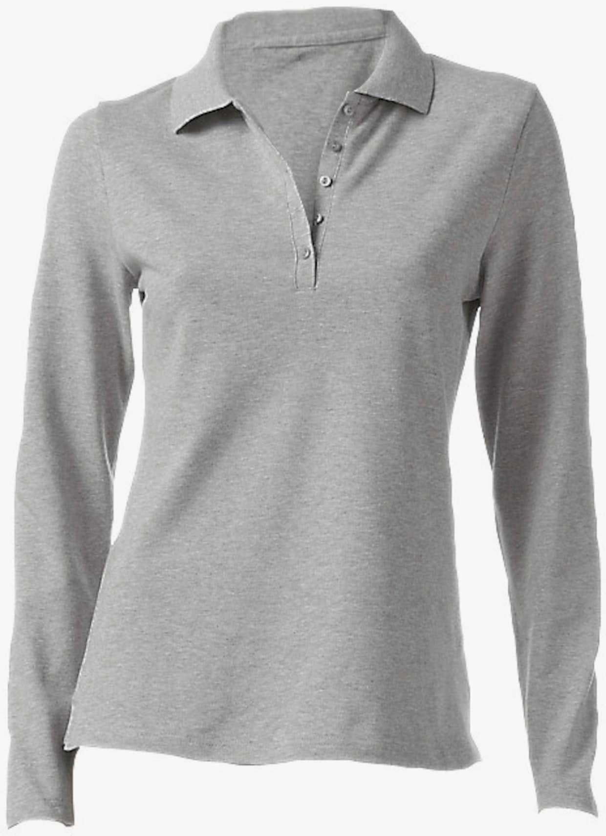 heine Poloshirt met lange mouwen - grijs gemêleerd