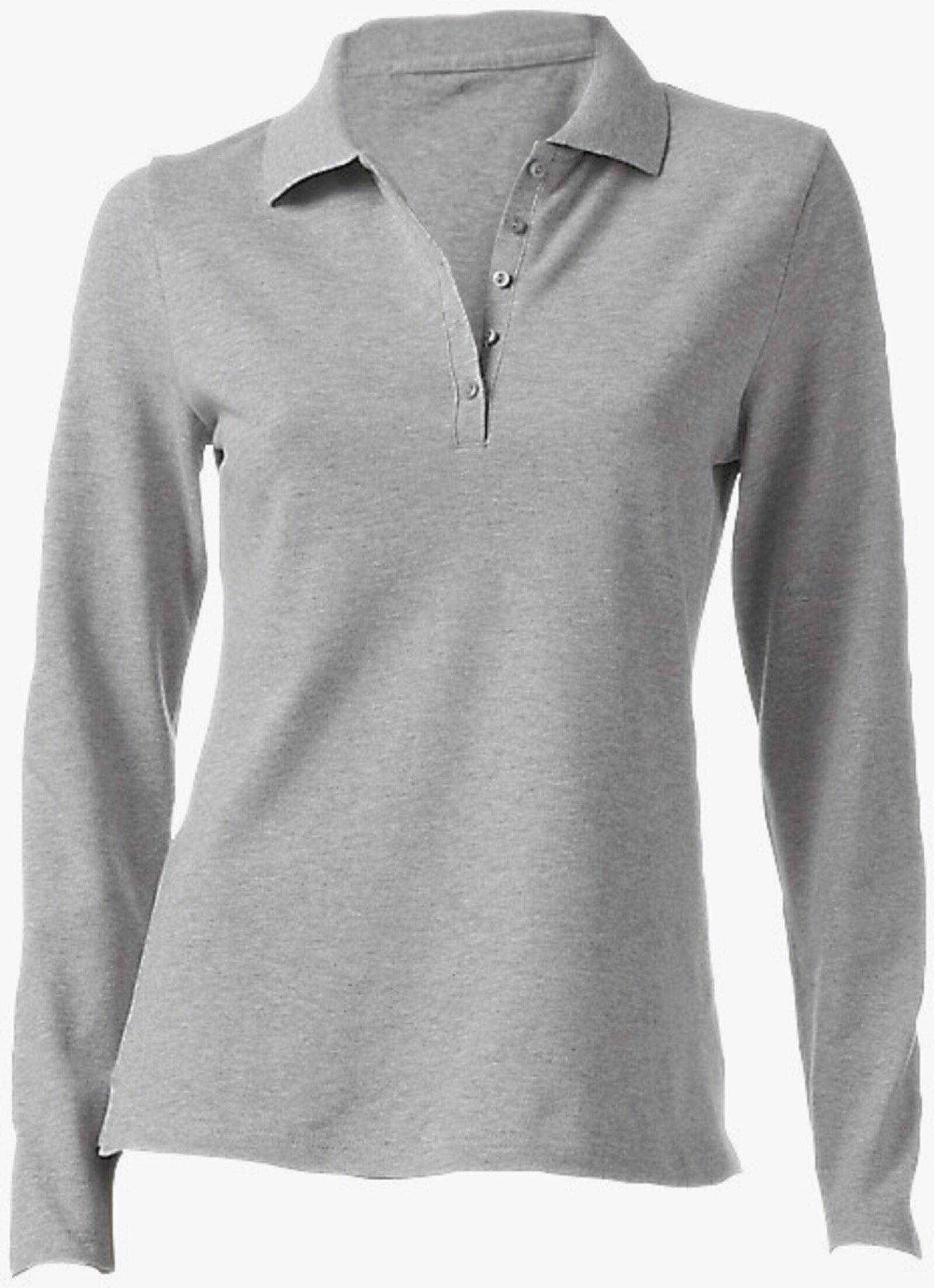 heine Langarm-Poloshirt in Pikee-Qualität - grau-melange