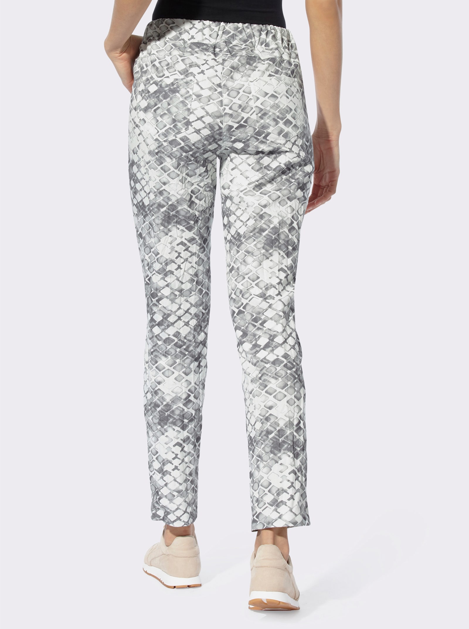 heine Pantalon imprimé aux jambes étroites - gris clair-blanc imprimé