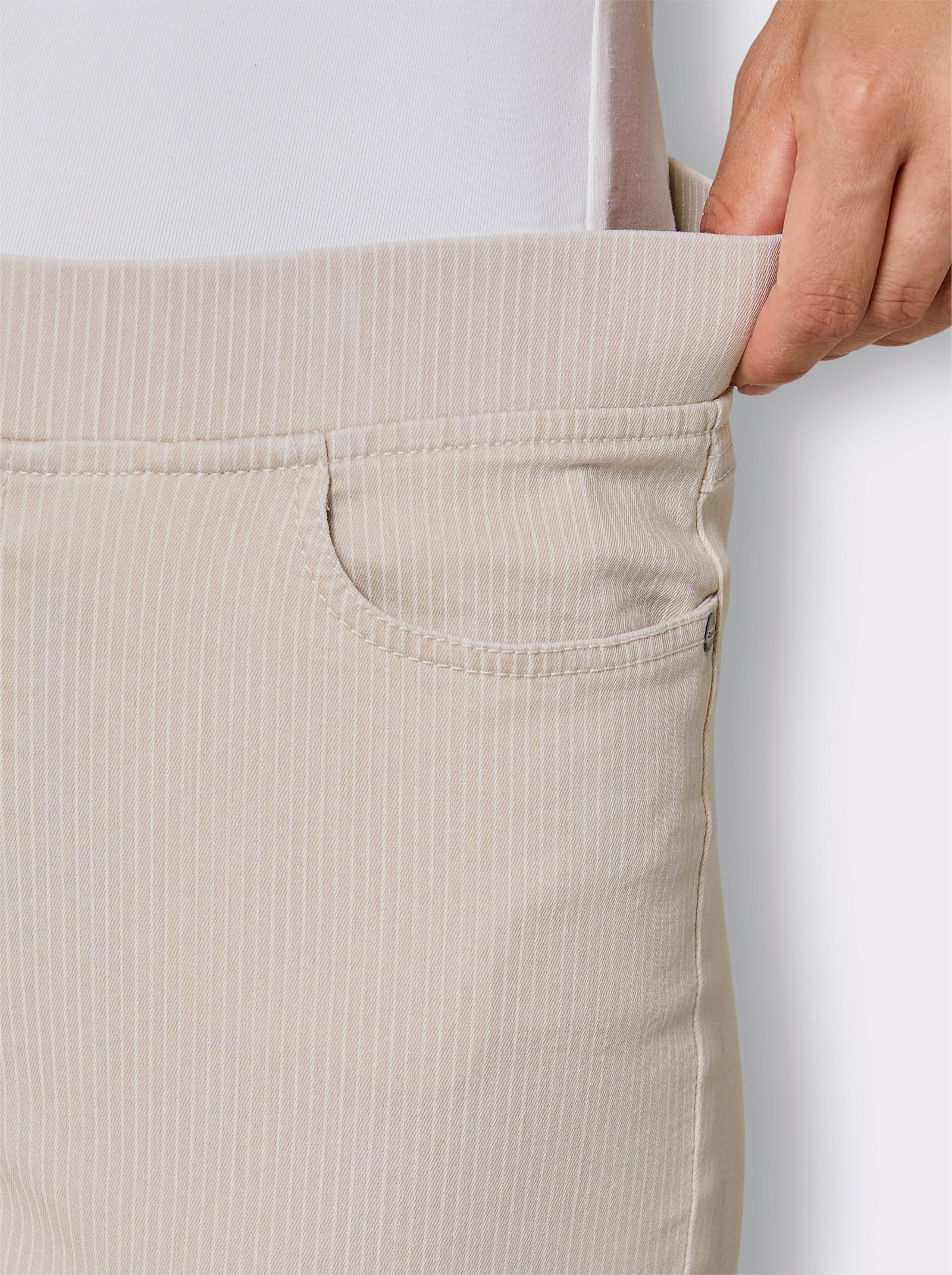 Ascari Schlupfjeans mit Dehnbund - beige-gestreift