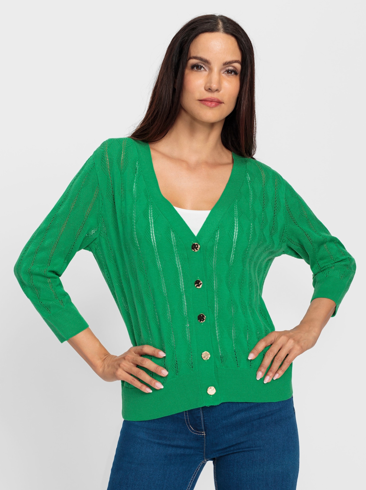 heine Veste en tricot ajouré - vert pomme