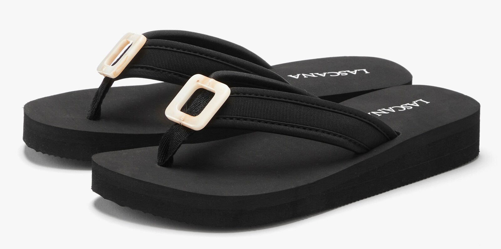 LASCANA Badslippers - zwart