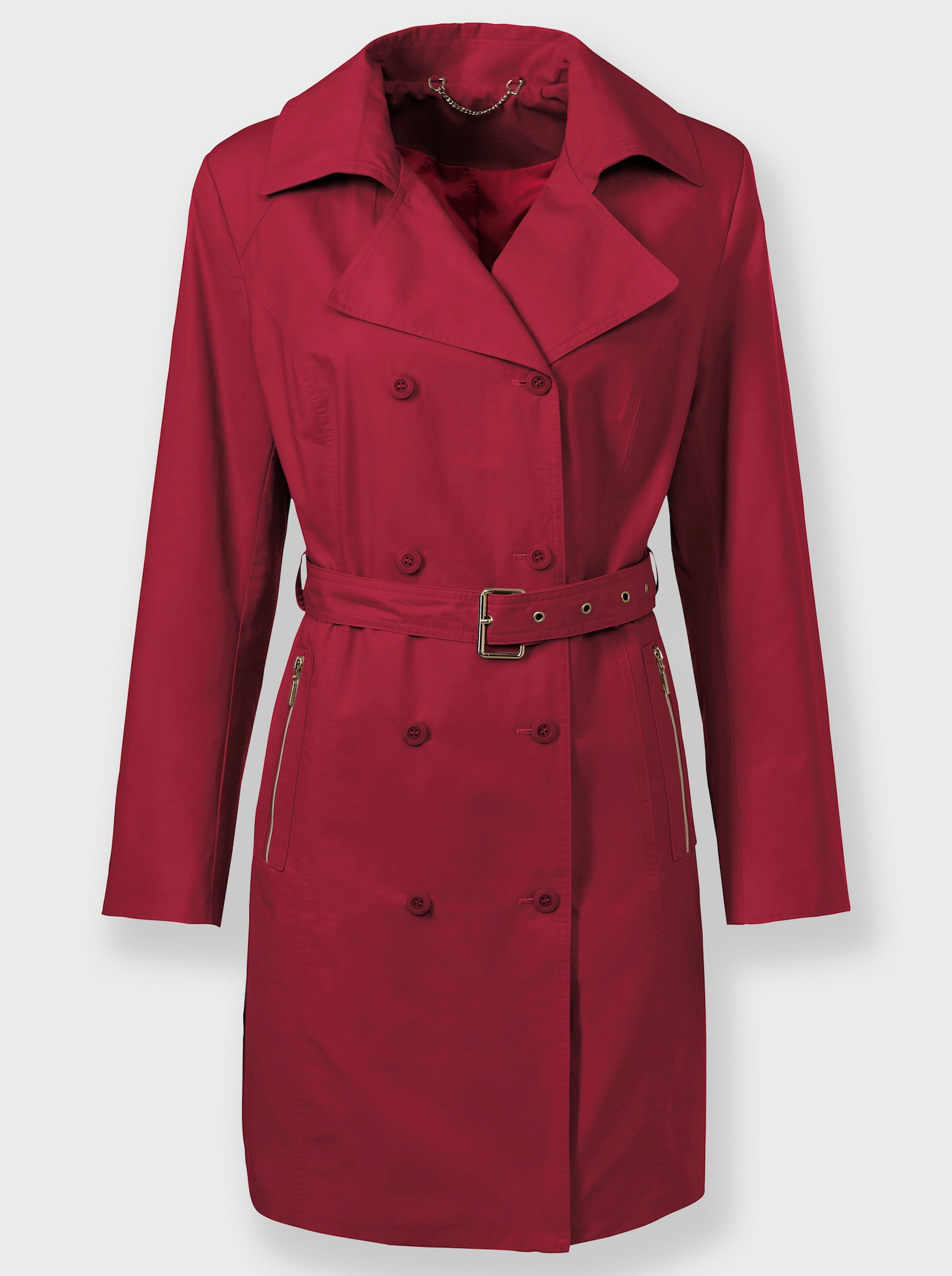 Trenchcoat mit Stoffgürtel - kirsche